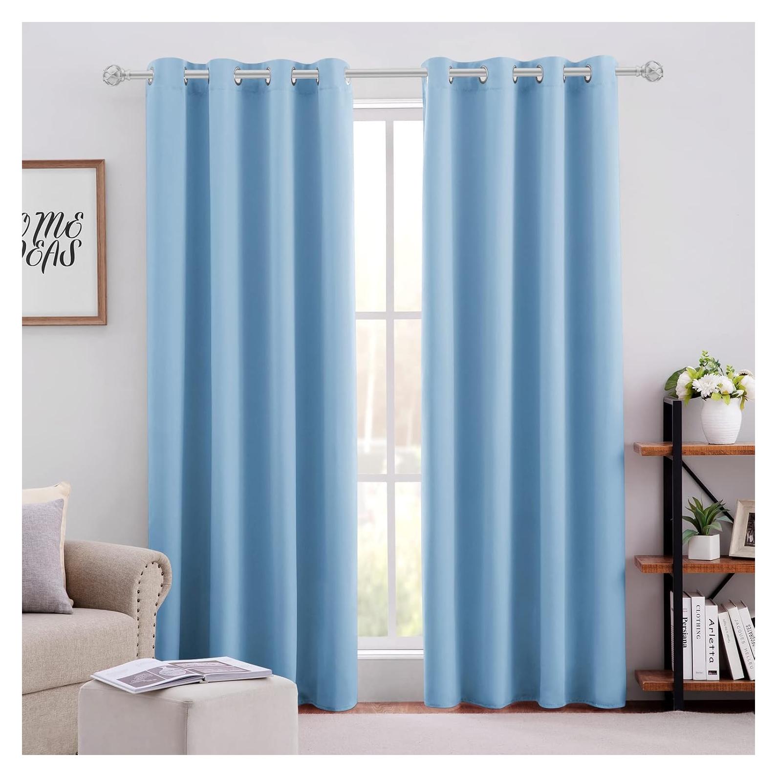 Cortinas Blackout HOMEIDEAS 52x84 cm Azul Bebé 2 Paneles