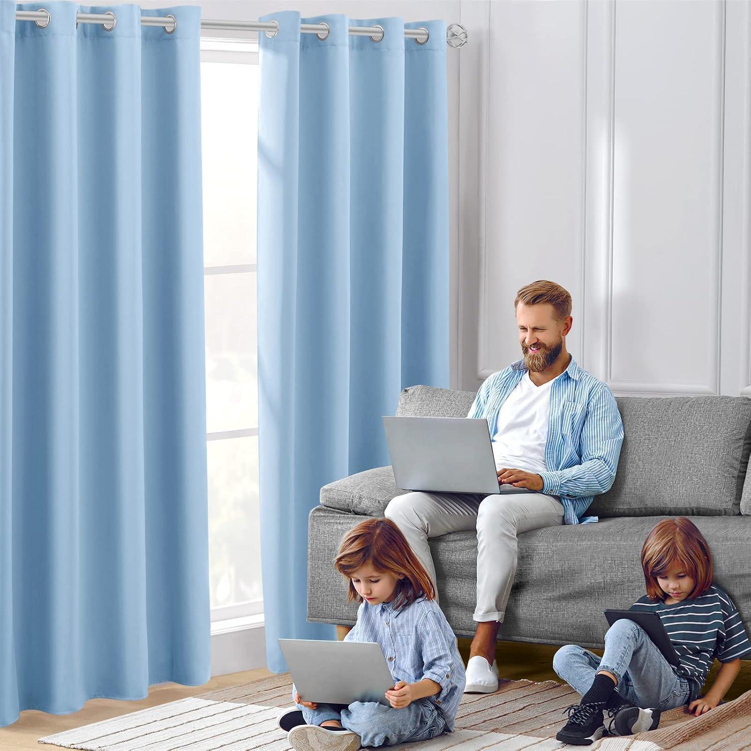 Cortinas Blackout HOMEIDEAS 52x84 cm Azul Bebé 2 Paneles