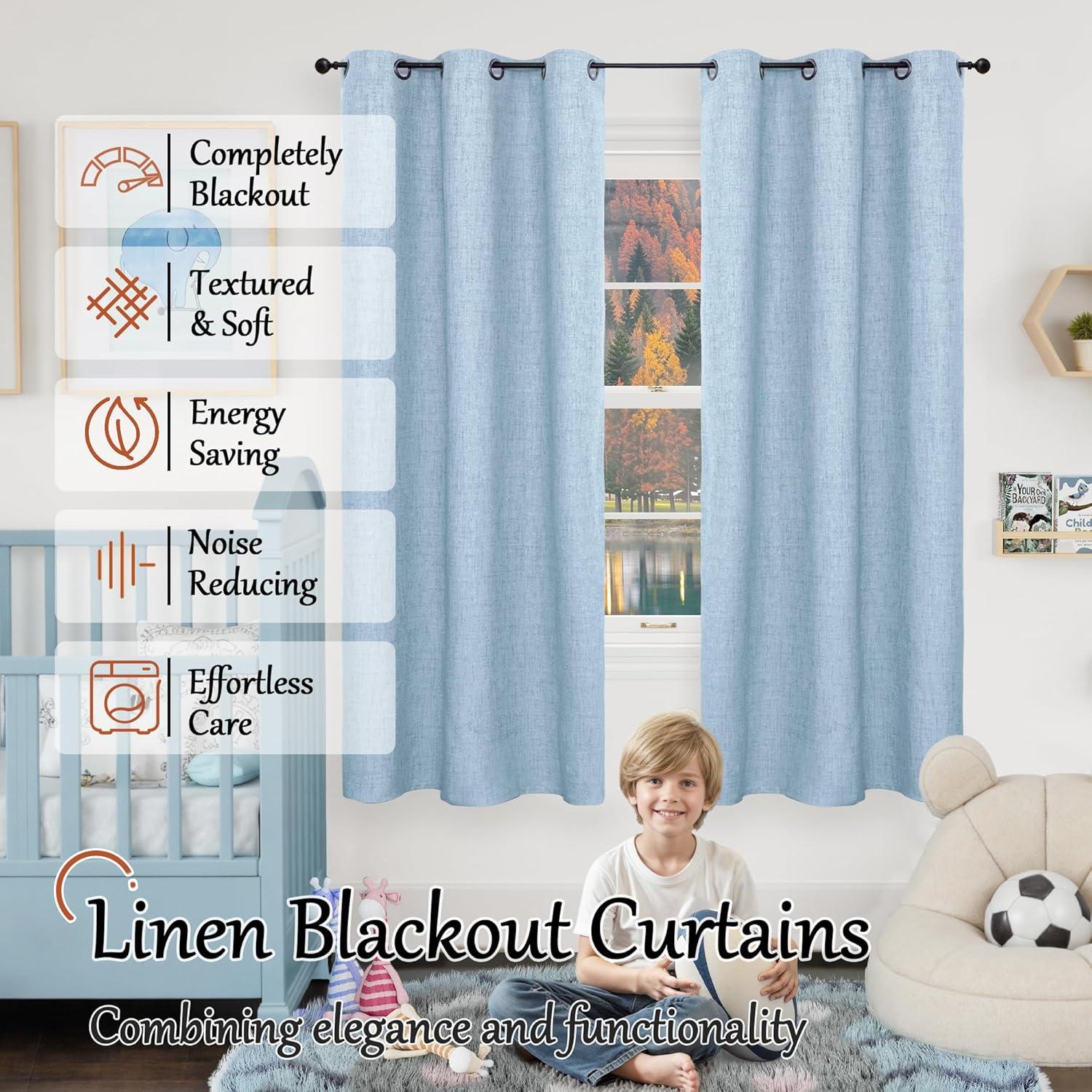 Cortinas Opacas Lajode 2 Paneles 38x63 Azul Bebé Aislantes