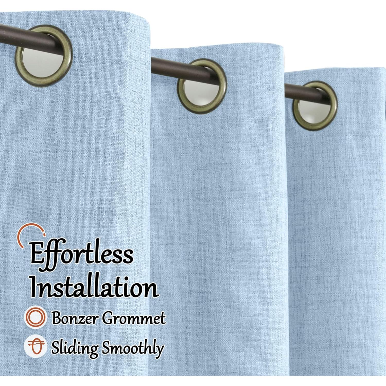 Cortinas Opacas Lajode 2 Paneles 38x63 Azul Bebé Aislantes