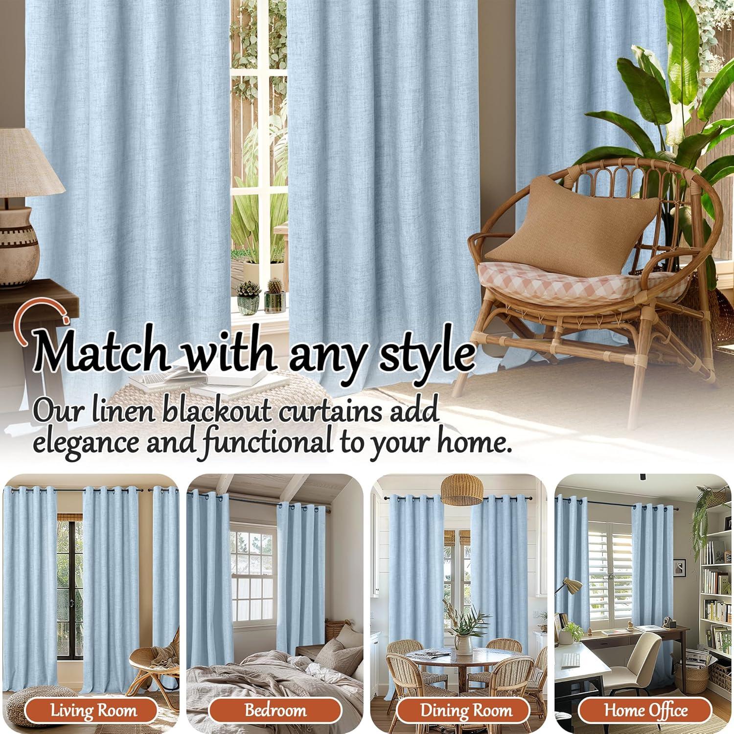 Cortinas Opacas Lajode 2 Paneles 38x63 Azul Bebé Aislantes