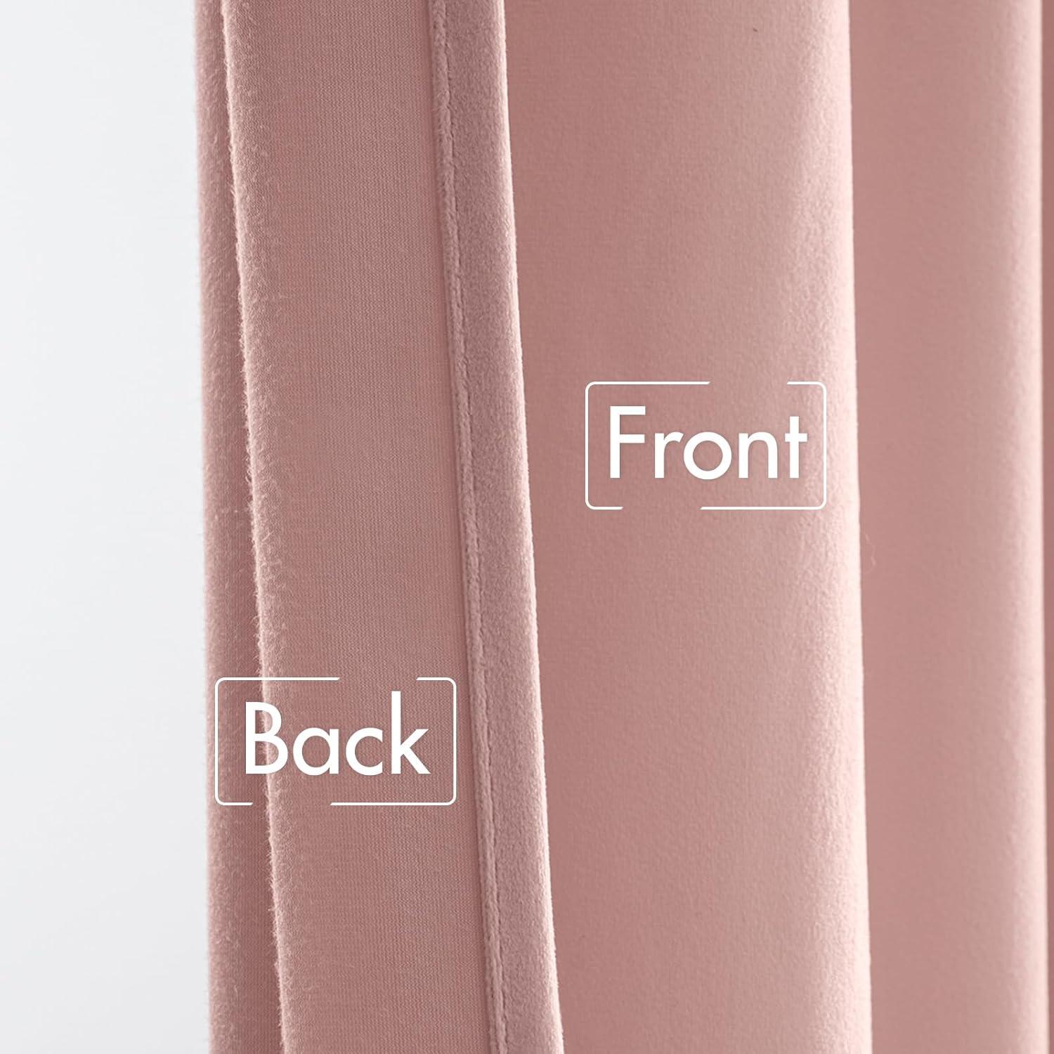 Cortinas de Terciopelo Rosa Bebé MIULEE 2 Paneles 132x213 cm