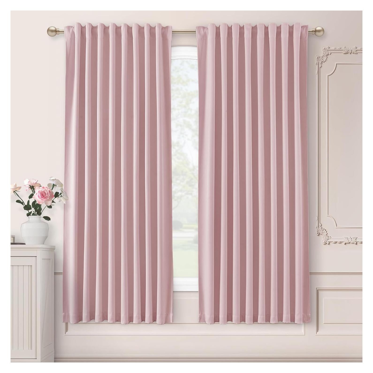 Cortinas Opacas Rosa Bebé SHINELAND 160x132 cm 2 Piezas
