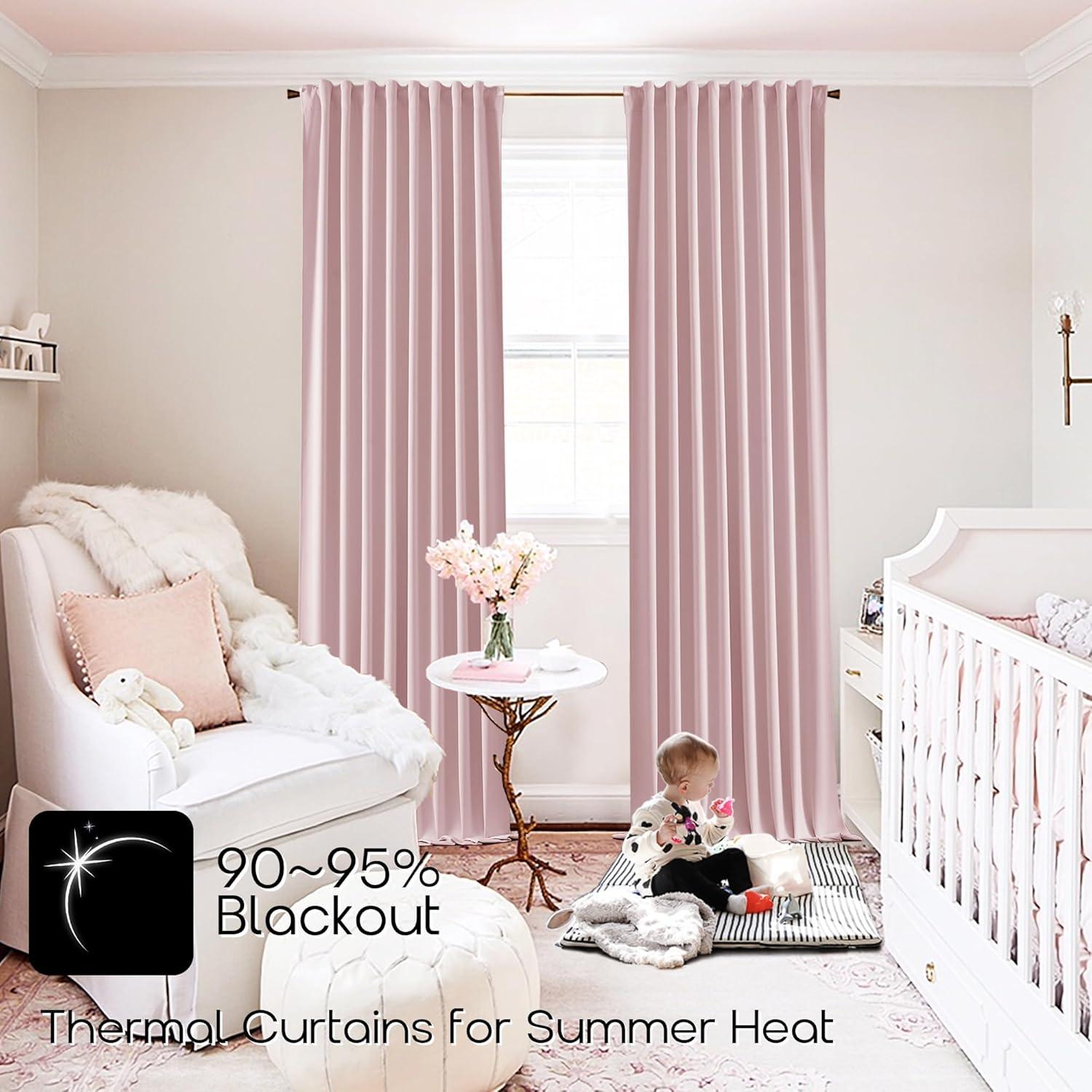 Cortinas Opacas Rosa Bebé SHINELAND 160x132 cm 2 Piezas