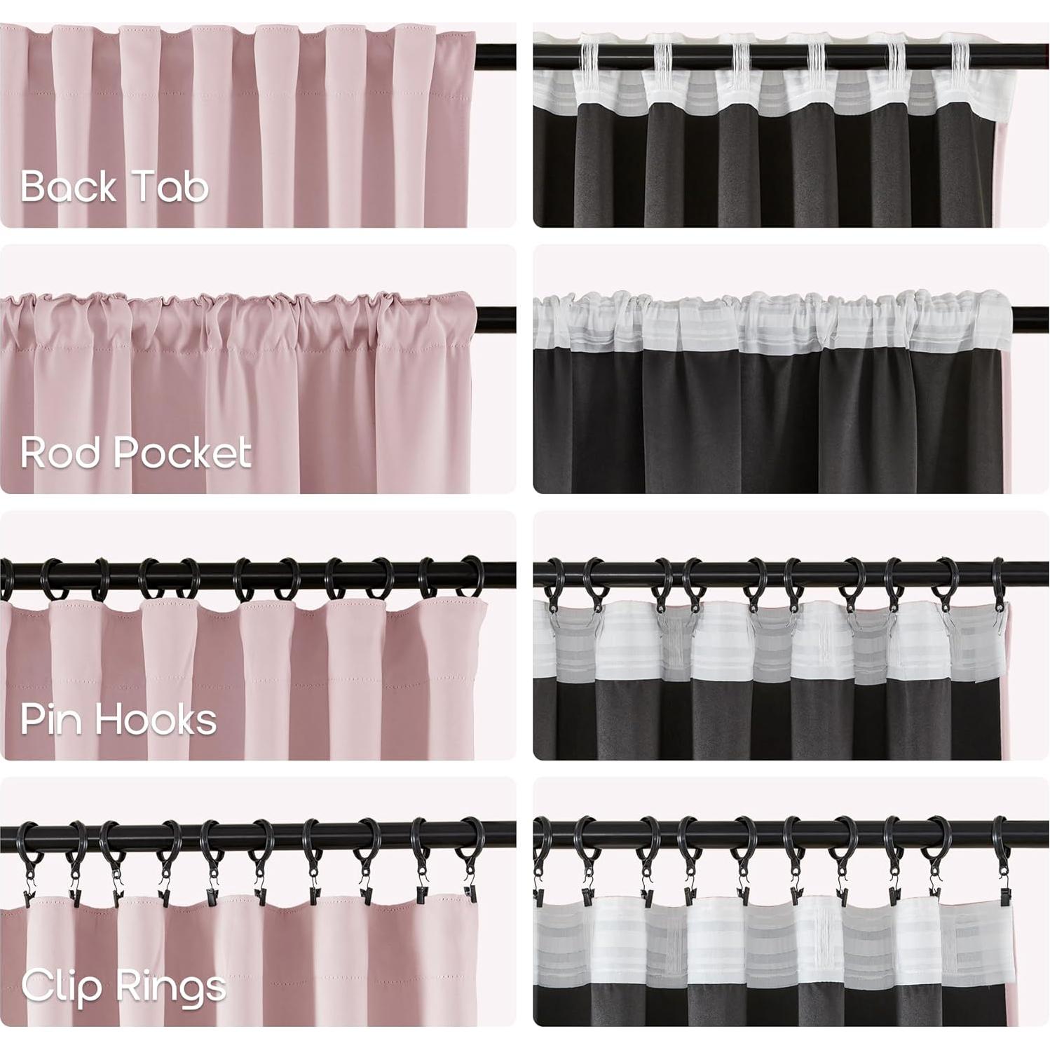 Cortinas Opacas Rosa Bebé SHINELAND 160x132 cm 2 Piezas