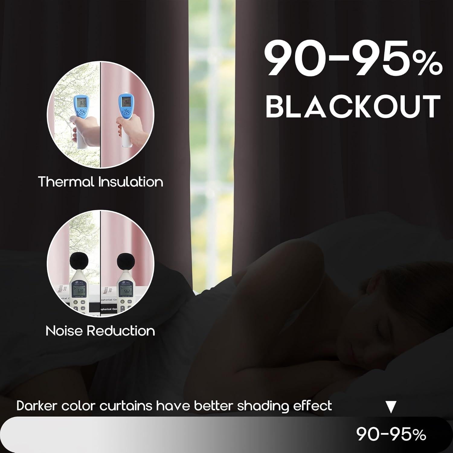 Cortinas Opacas Rosa Bebé SHINELAND 160x132 cm 2 Piezas