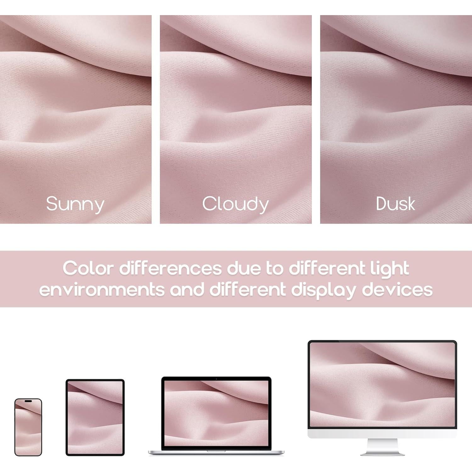 Cortinas Opacas Rosa Bebé SHINELAND 160x132 cm 2 Piezas