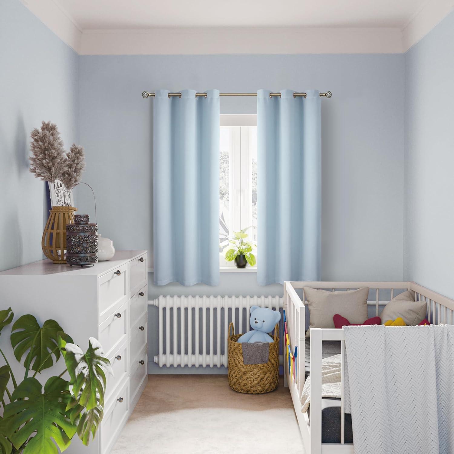 Cortinas Opacas BGment Azul Bebé 2 Paneles 42x63 cm Aislantes