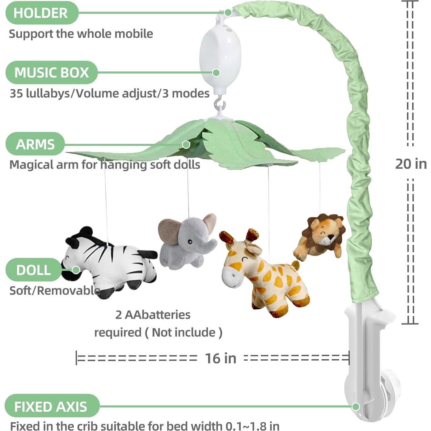 Móvil para cuna Feisike Safari Jungle 35 canciones 3 modos