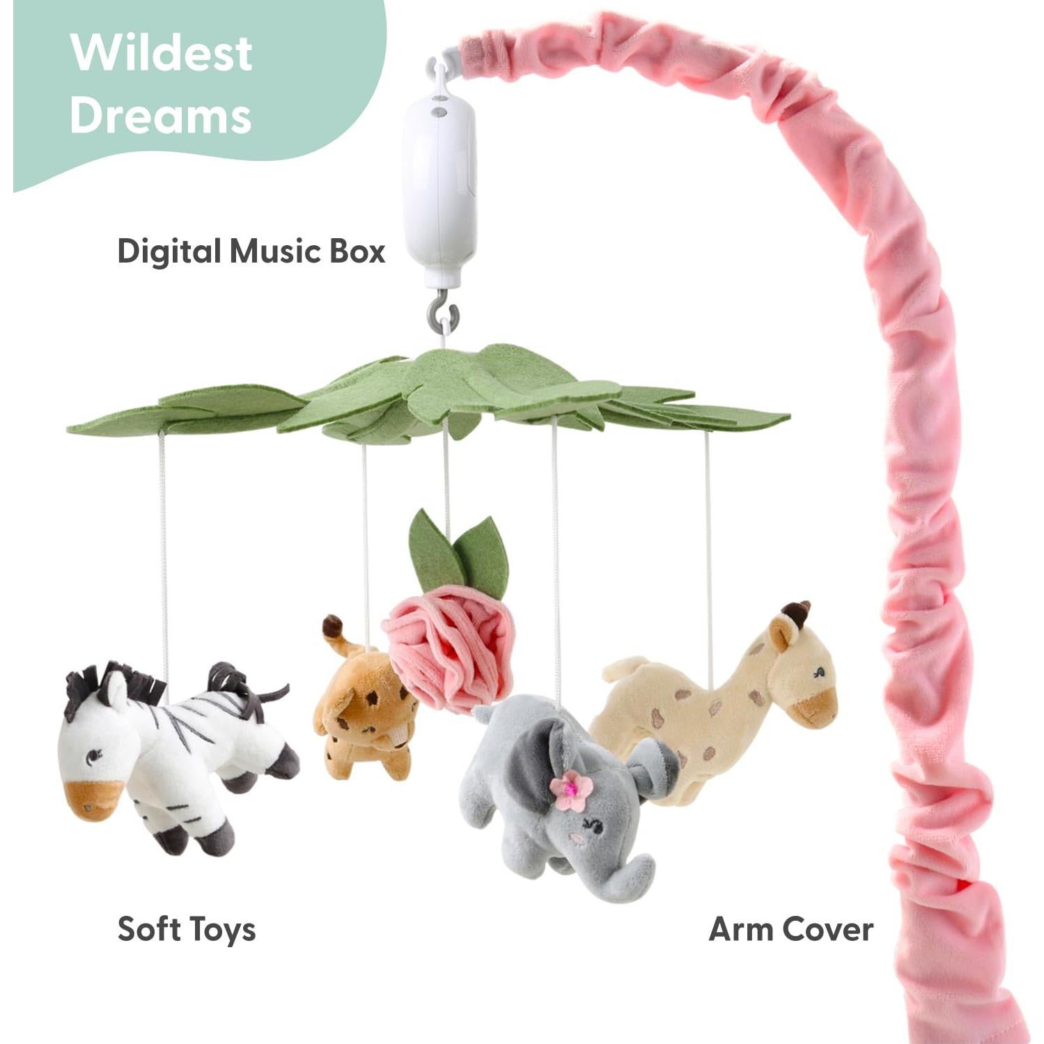 Móvil de Cuna Musical The Peanutshell Rosa con 12 Nanas