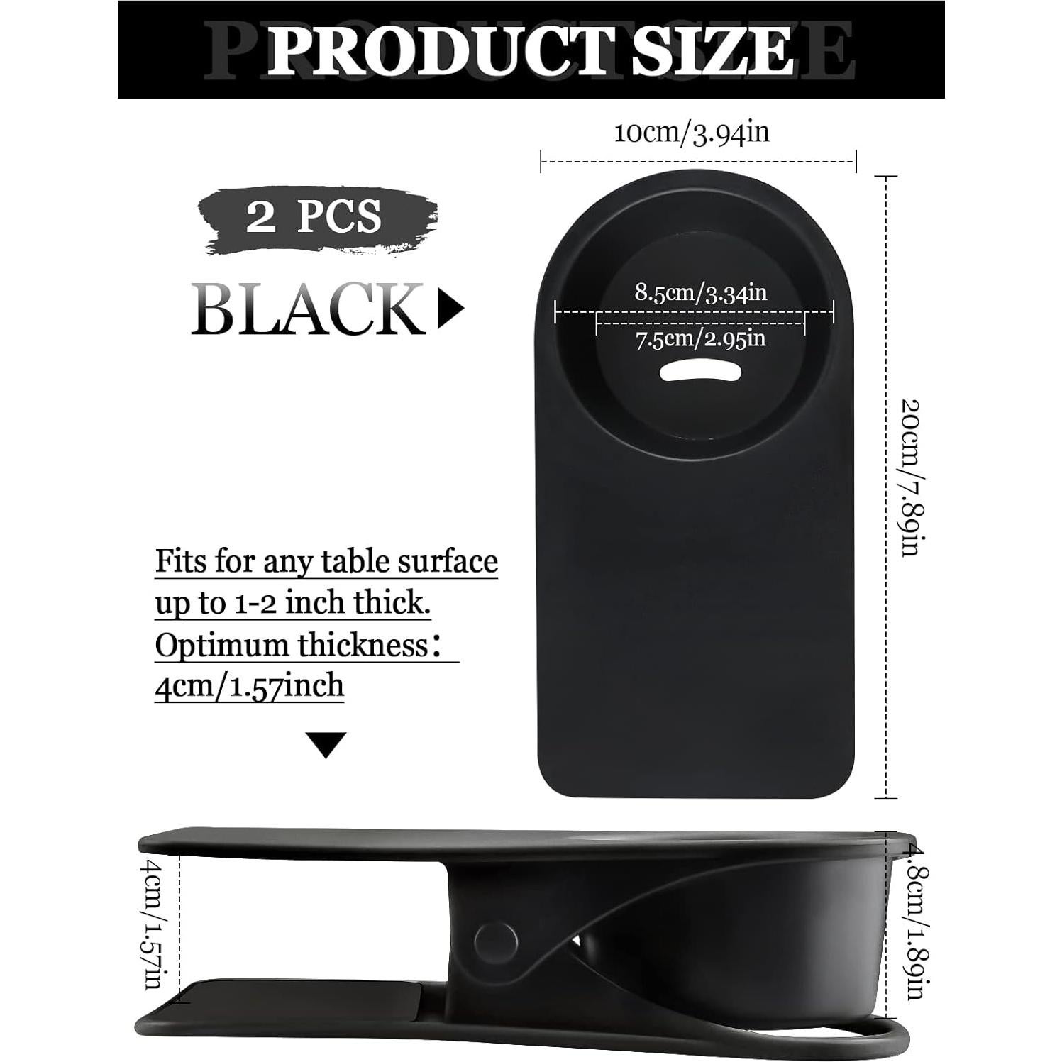 Soporte para Tazas Kalolary 2PCS Clip Negro para Escritorio