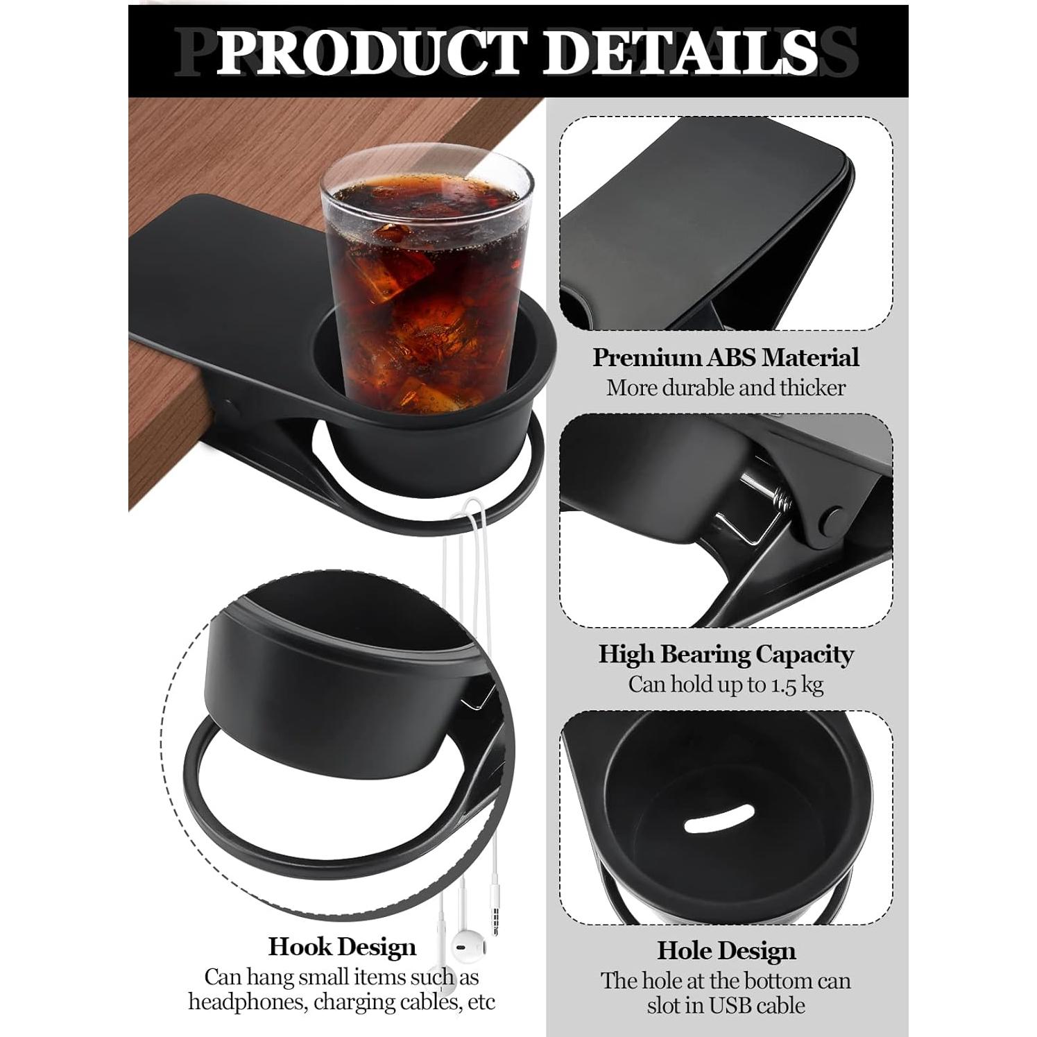 Soporte para Tazas Kalolary 2PCS Clip Negro para Escritorio