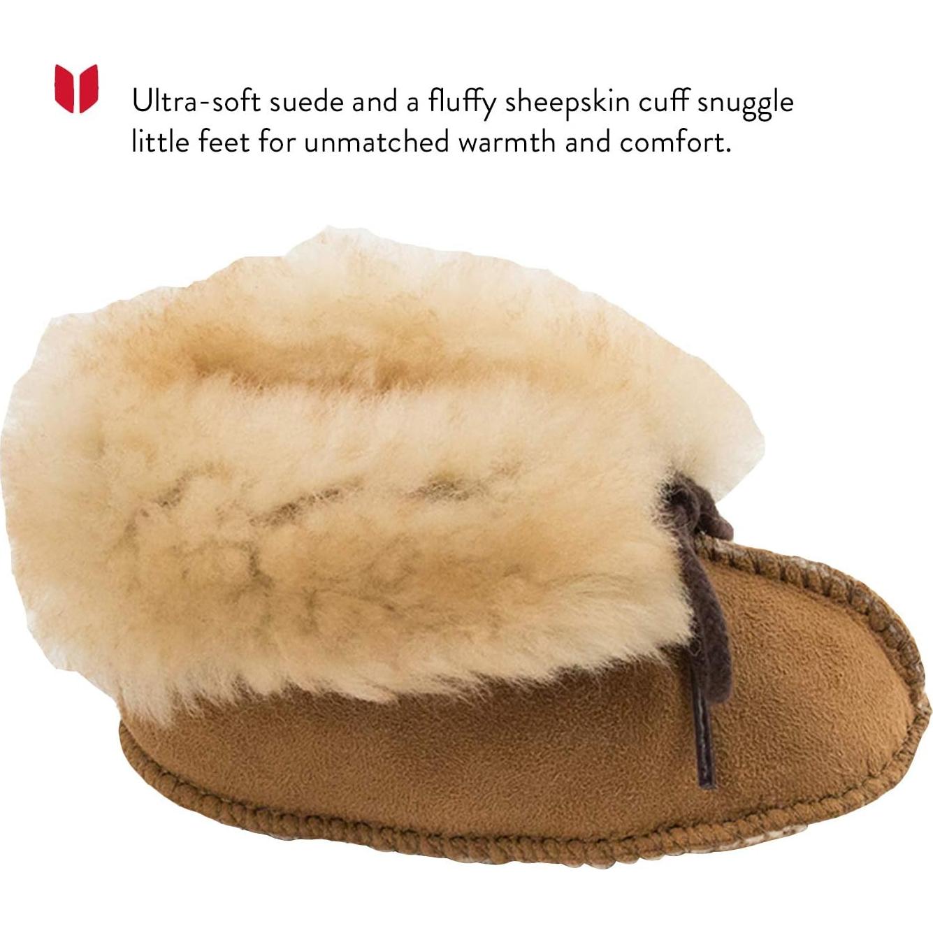 Botín de piel de oveja Minnetonka para infante 3 Tan