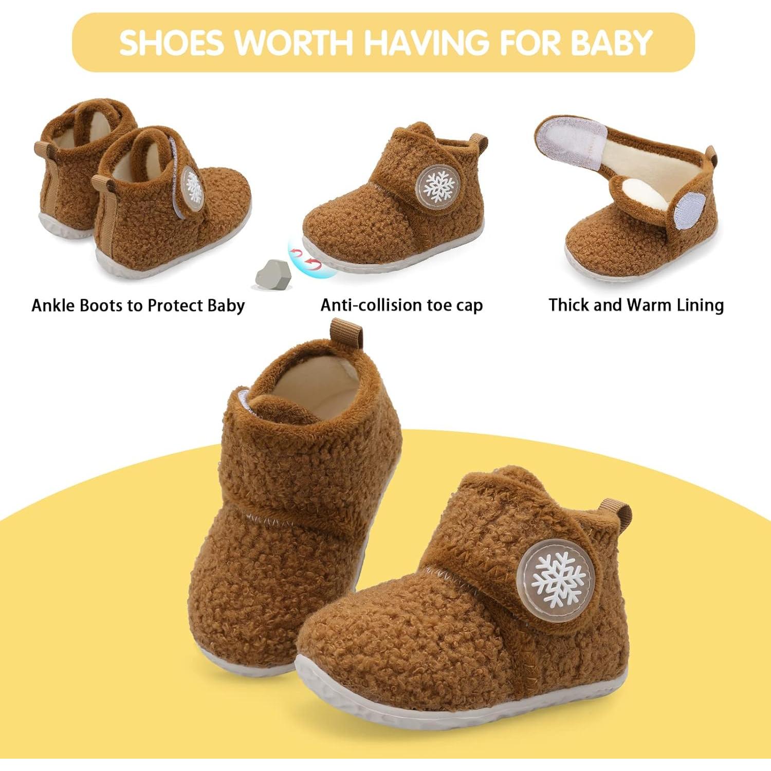 Botines para Bebés FEETCITY 6-12 Meses Marrón Oscuro Antideslizante