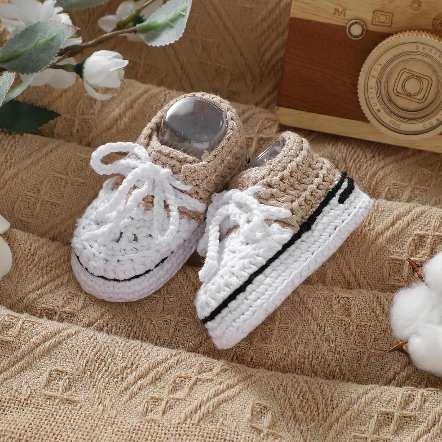 Botines de Bebé de Ganchillo Mimixiong 0-3 Meses Beige
