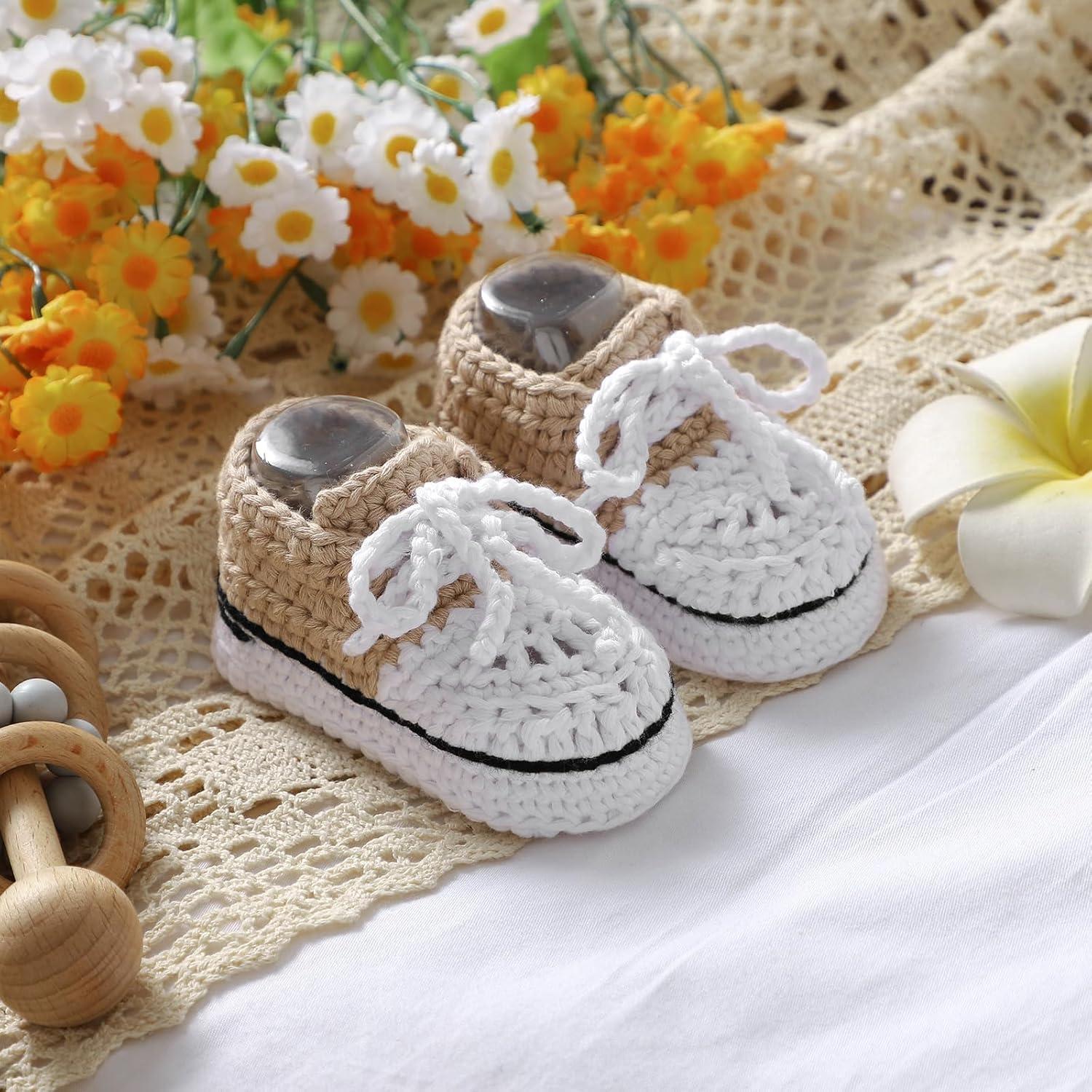 Botines de Bebé de Ganchillo Mimixiong 0-3 Meses Beige