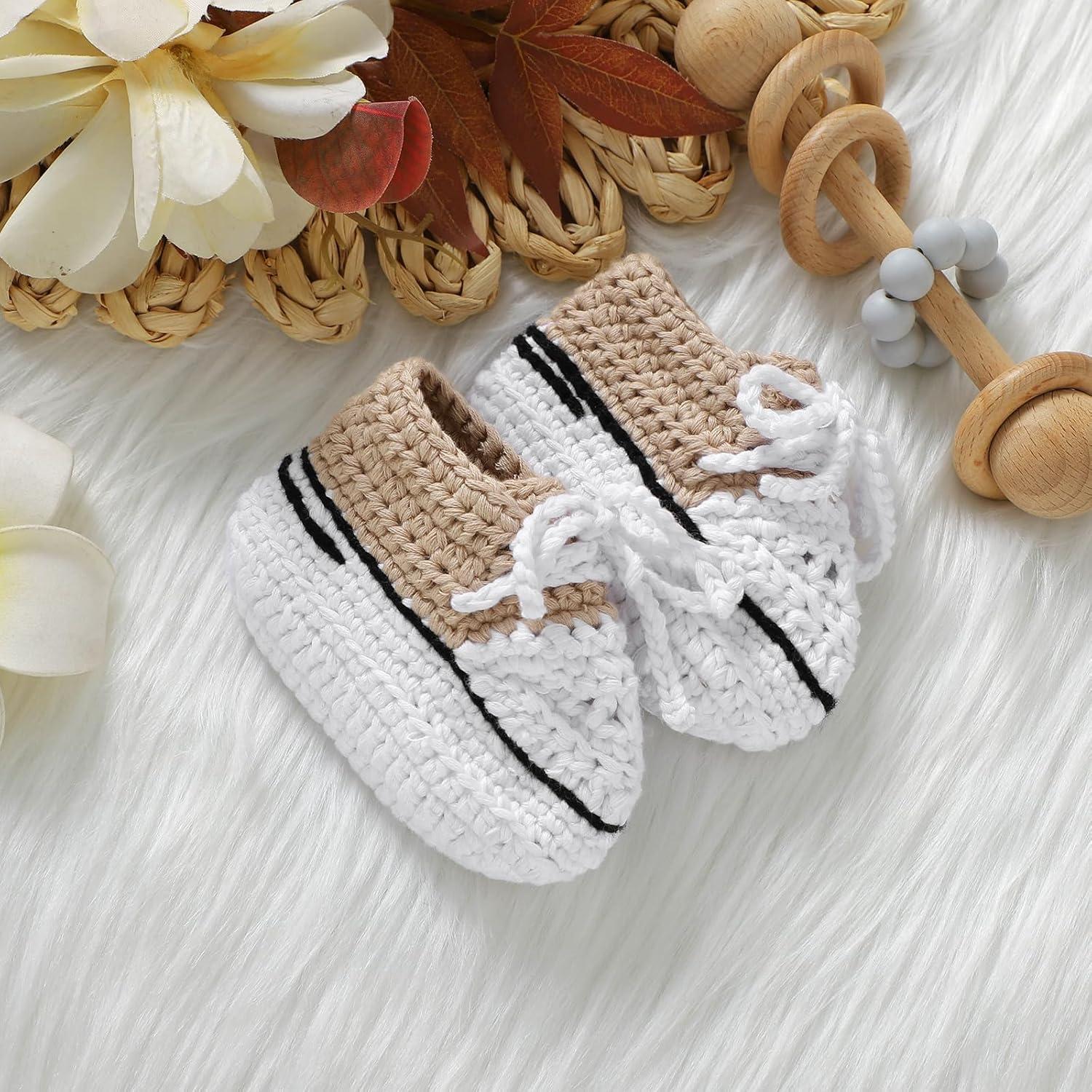 Botines de Bebé de Ganchillo Mimixiong 0-3 Meses Beige