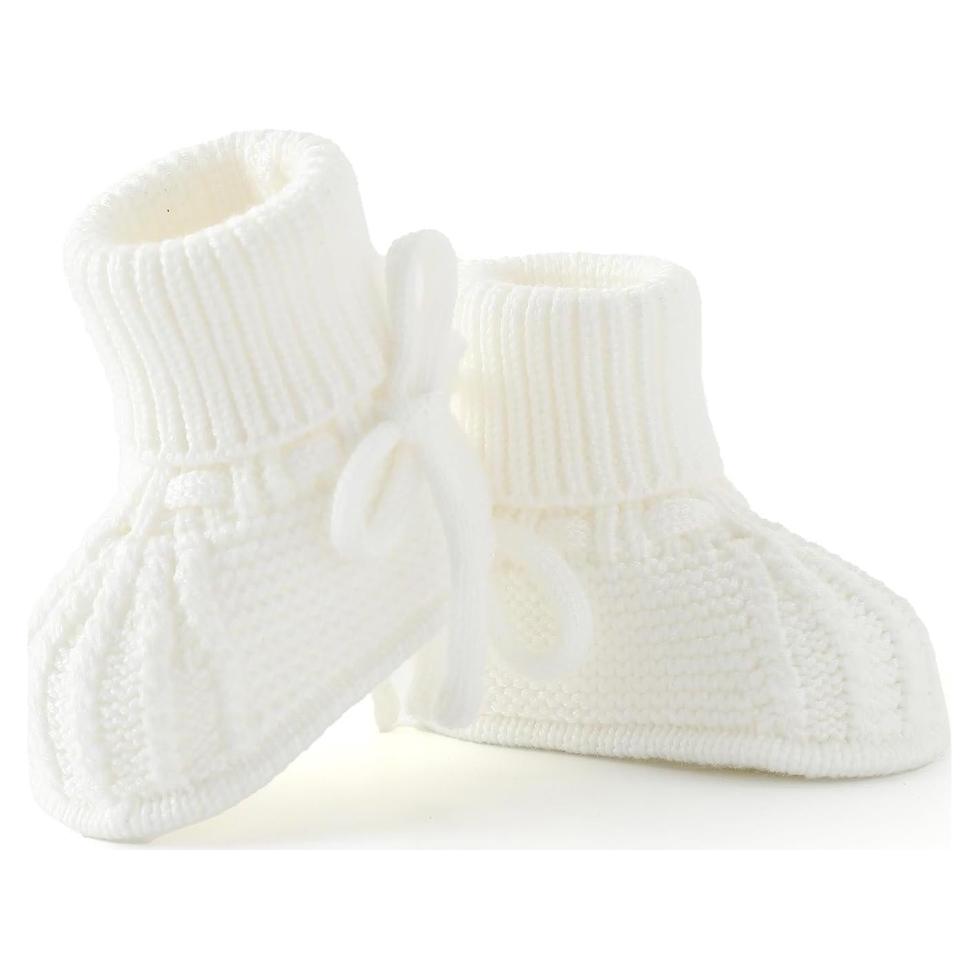 Botines para Bebé Loyfoky 0-3 Meses Lavables a Máquina Crema Blanco