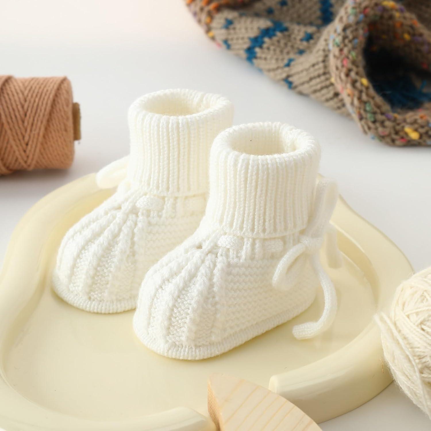 Botines para Bebé Loyfoky 0-3 Meses Lavables a Máquina Crema Blanco