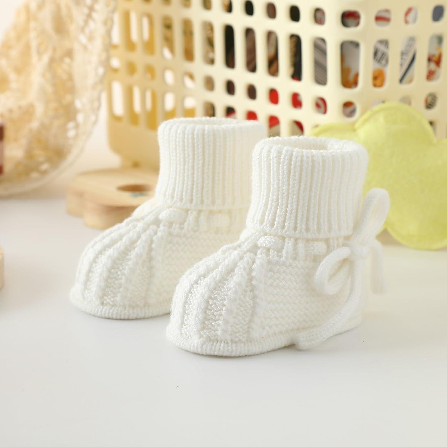 Botines para Bebé Loyfoky 0-3 Meses Lavables a Máquina Crema Blanco