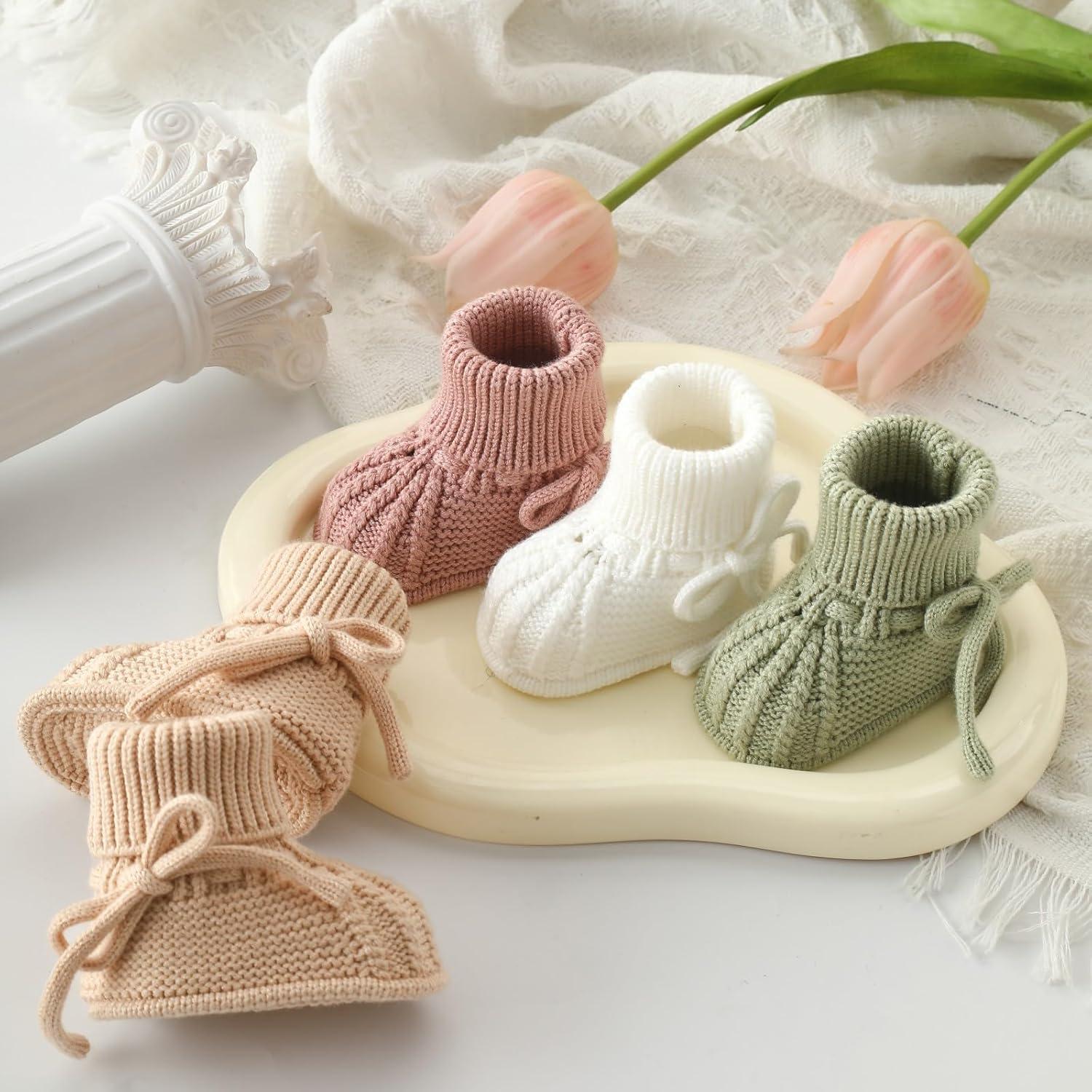 Botines para Bebé Loyfoky 0-3 Meses Lavables a Máquina Crema Blanco