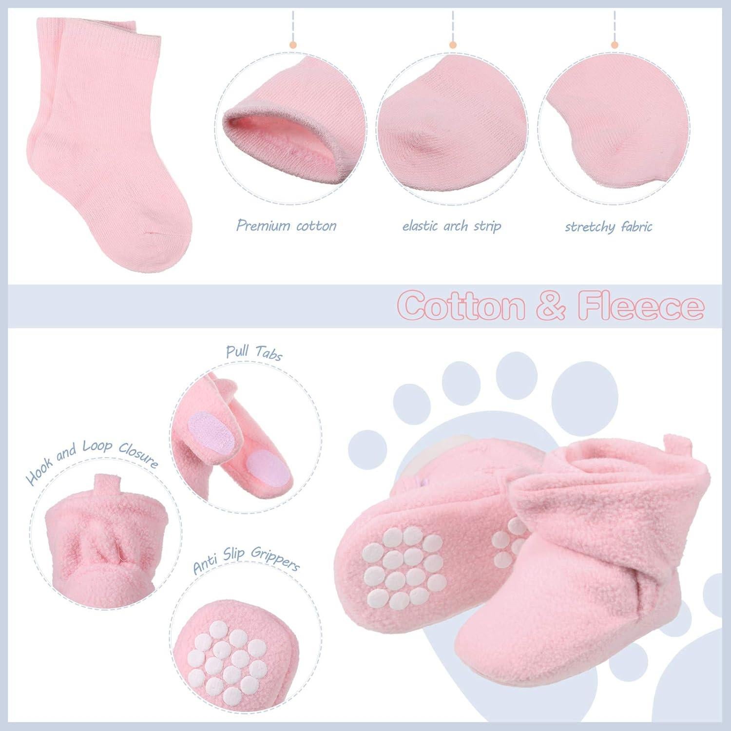 Botines de Forro Polar Unisex SATINIOR + 3 Calcetines Bebé