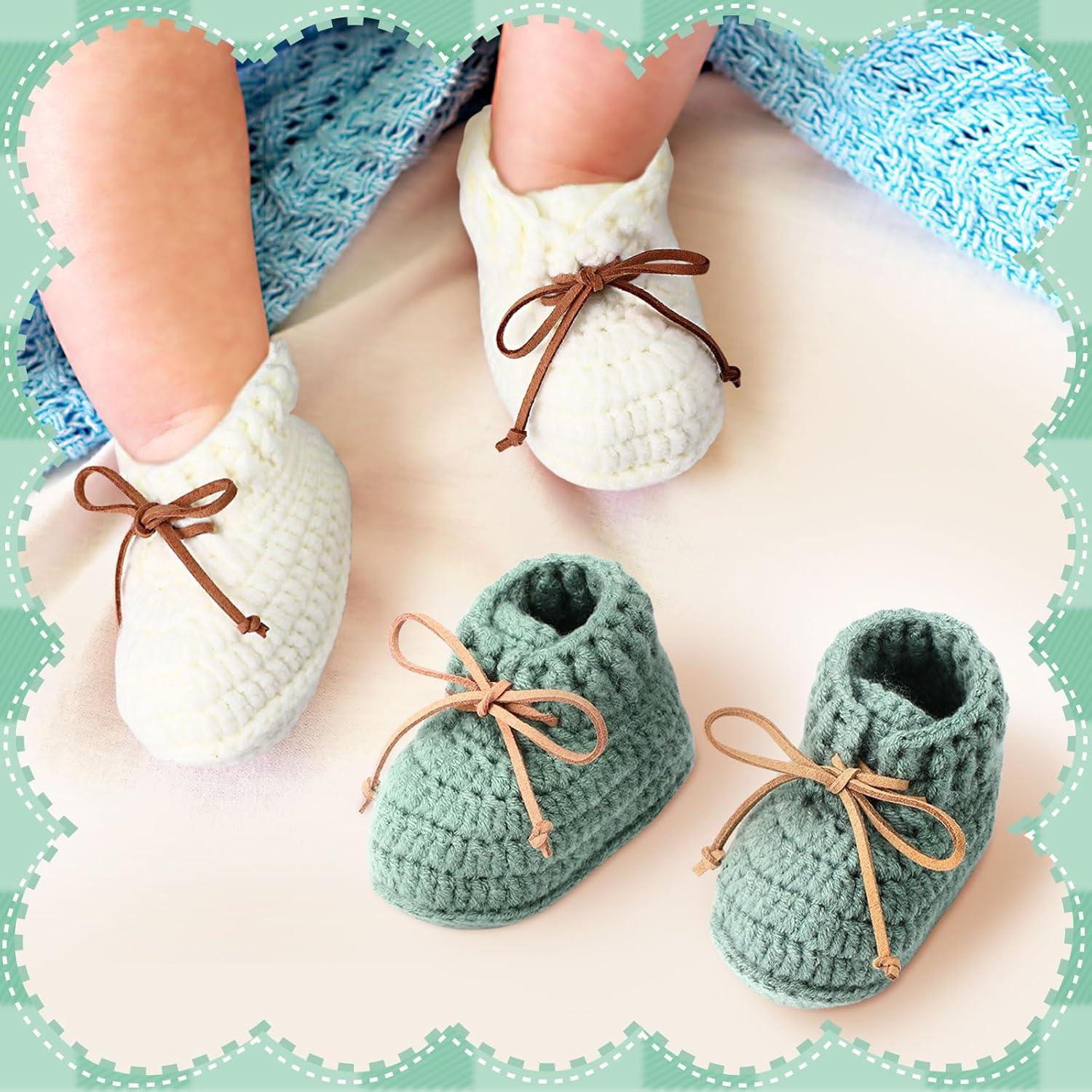 2 Pares de Botines de Bebé Jeere Algodón 0-6 Meses Blanco Verde