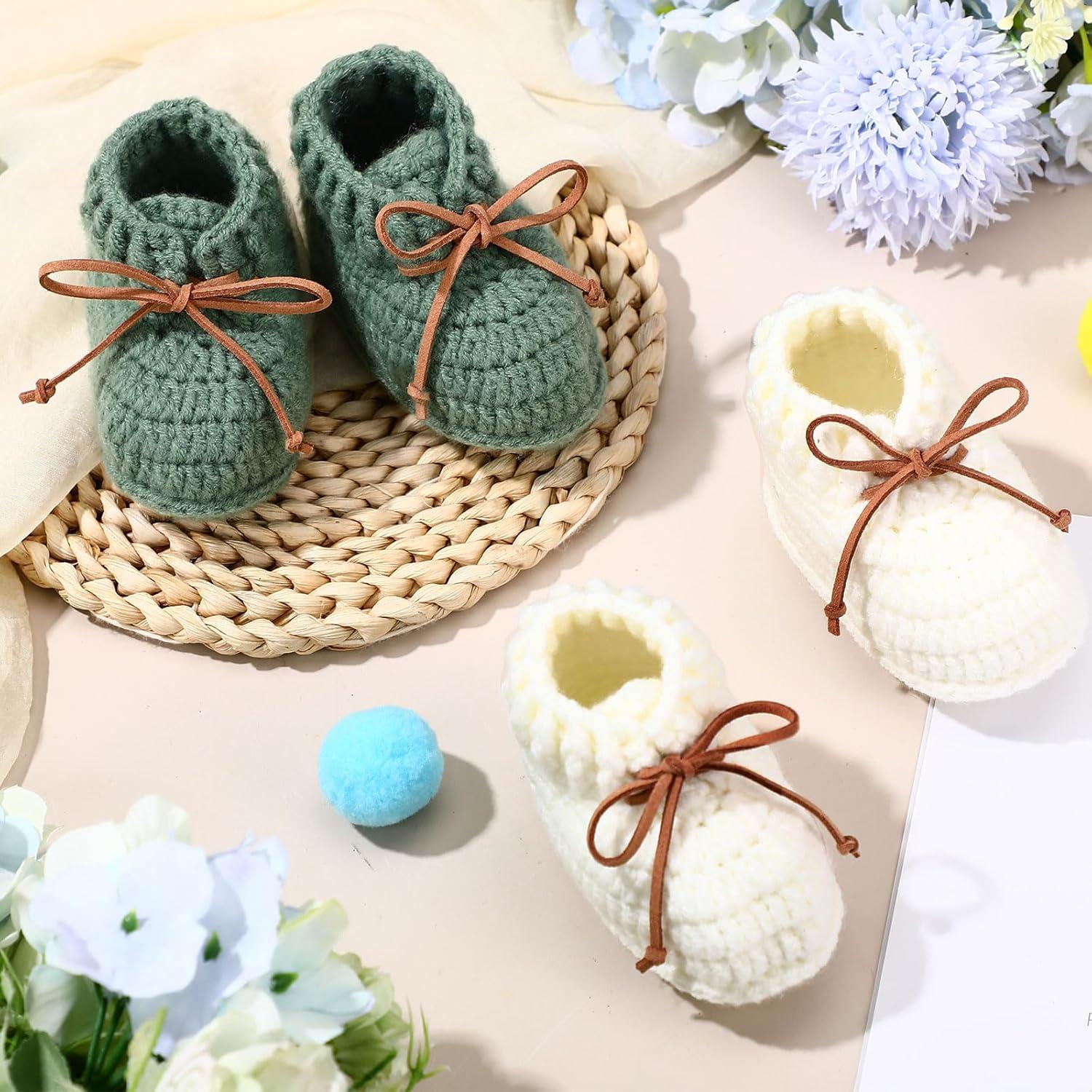 2 Pares de Botines de Bebé Jeere Algodón 0-6 Meses Blanco Verde