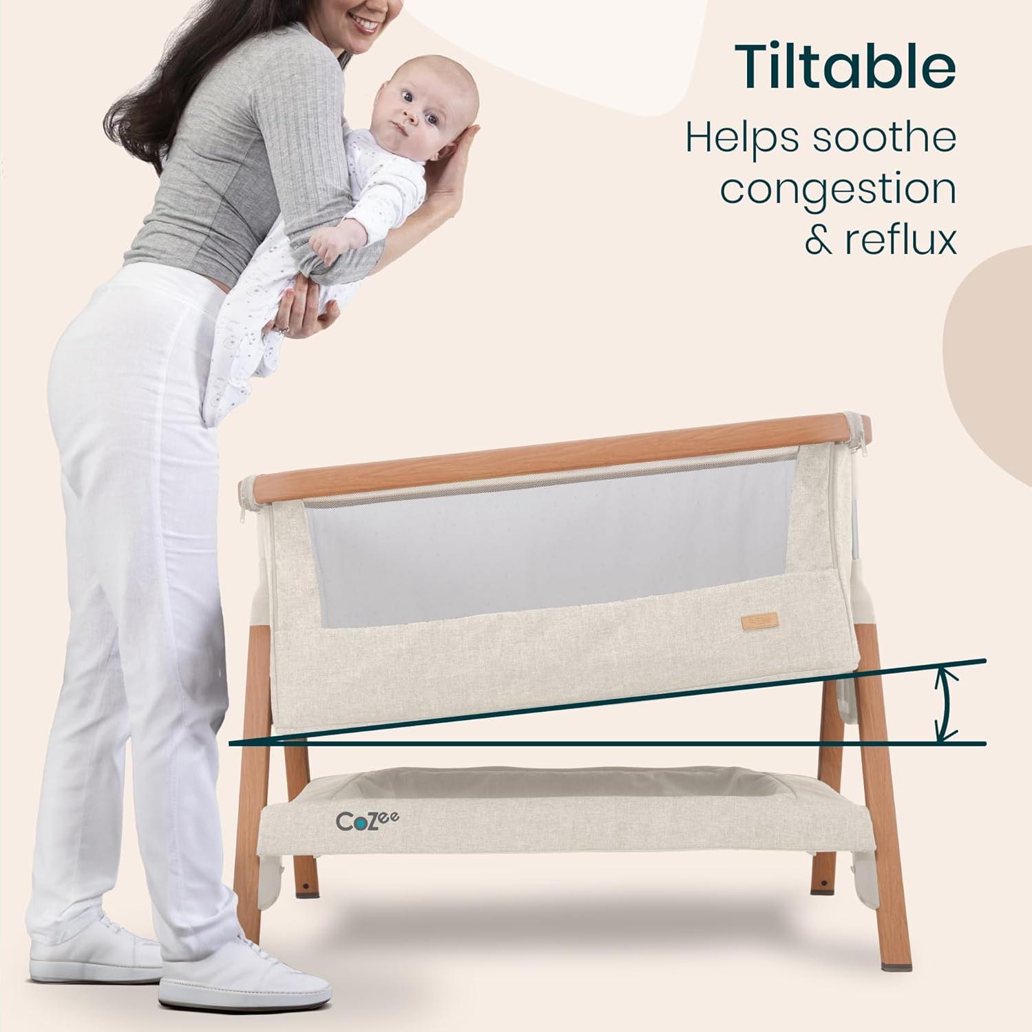 Cuna Lateral Plegable CoZee Tutti Bambini - 6 Alturas, Colchón Incluido