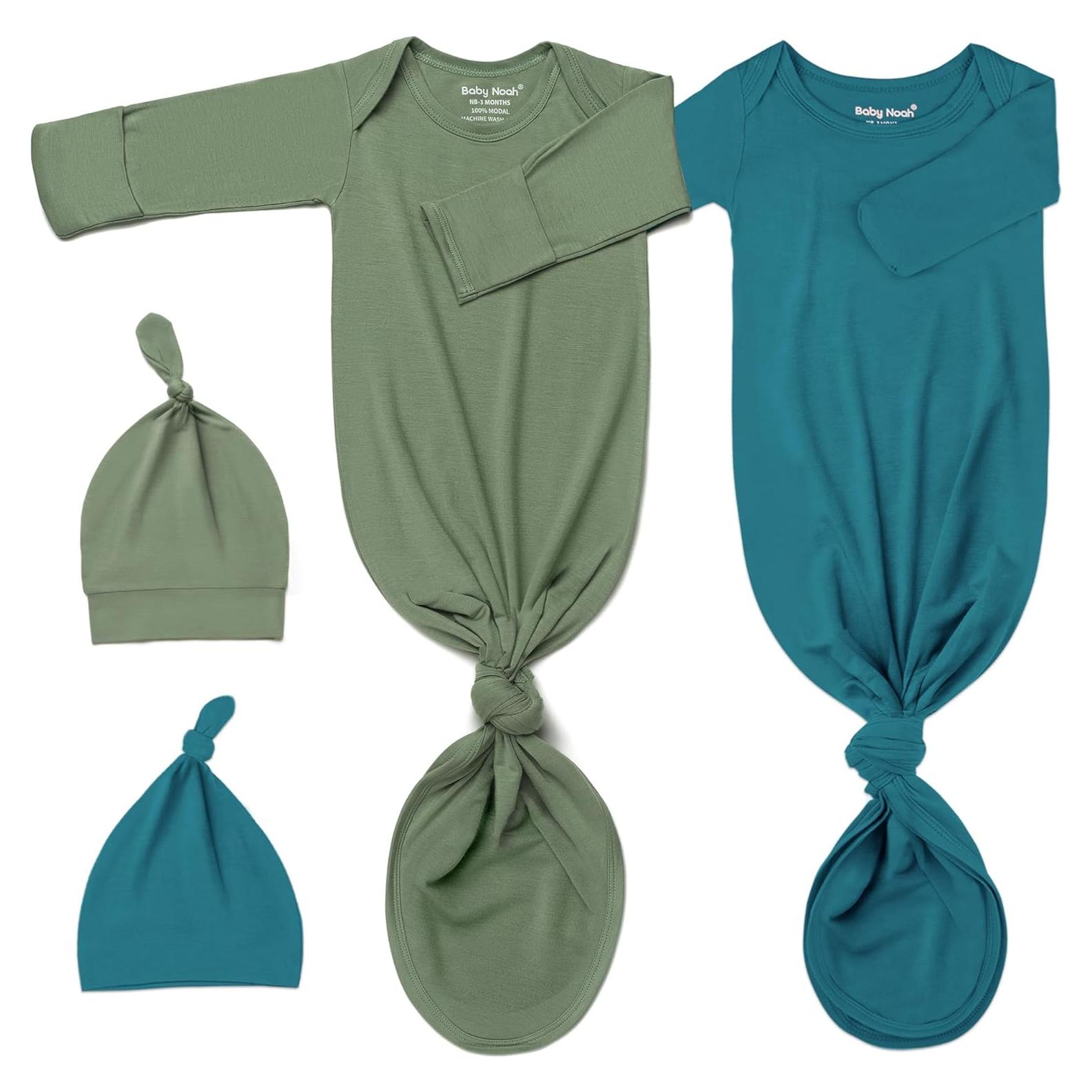 Conjunto de Gown Anudado Baby Noah 2-Pack Suave para Recién Nacidos