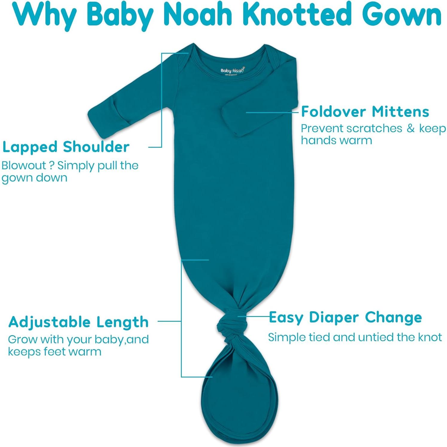 Conjunto de Gown Anudado Baby Noah 2-Pack Suave para Recién Nacidos