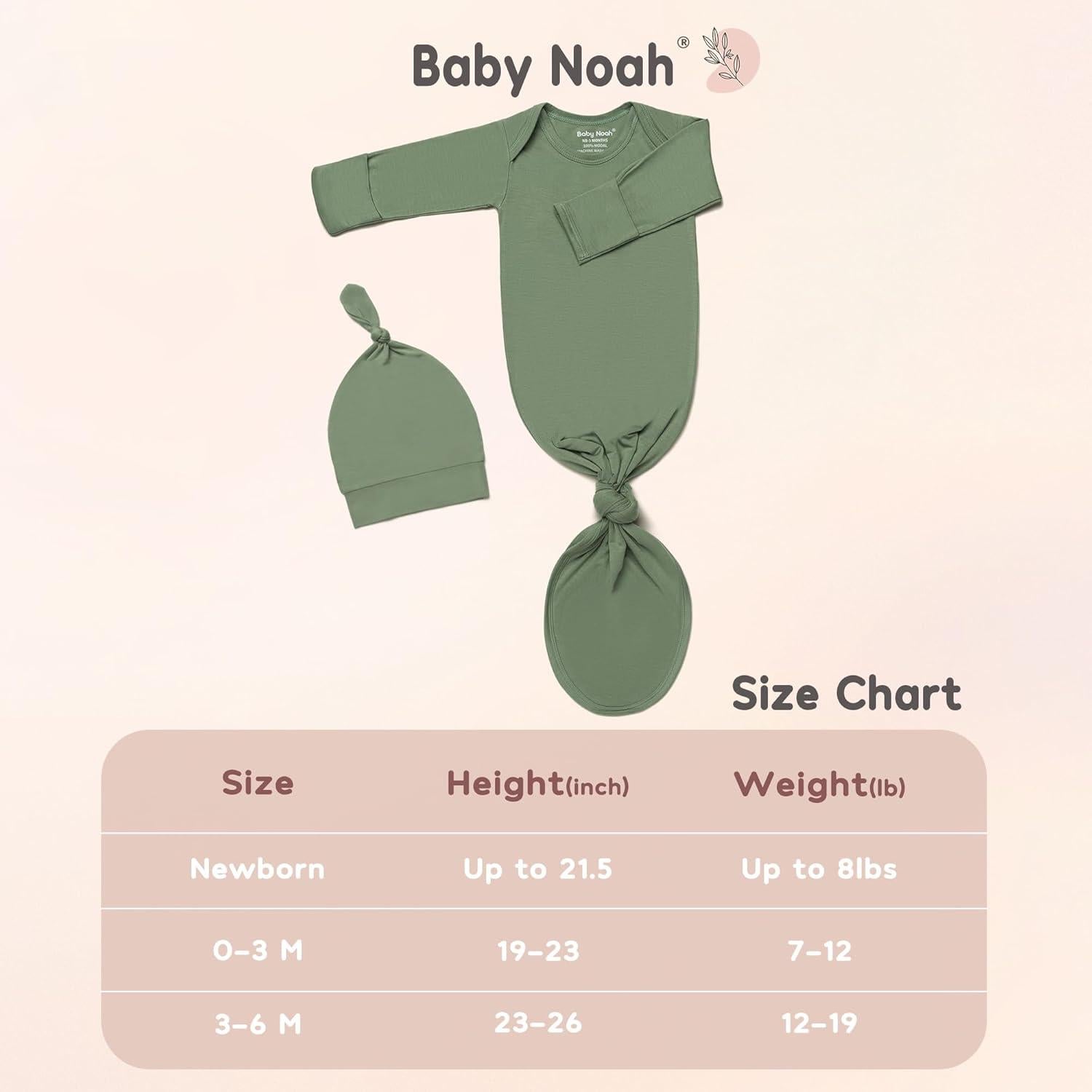 Conjunto de Gown Anudado Baby Noah 2-Pack Suave para Recién Nacidos