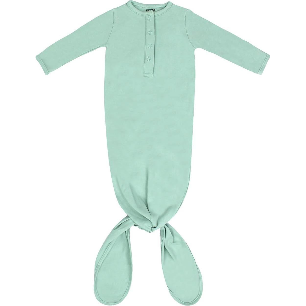 Bata Anudada para Bebé TWINOR Verde Claro con Sombrero y Diadema