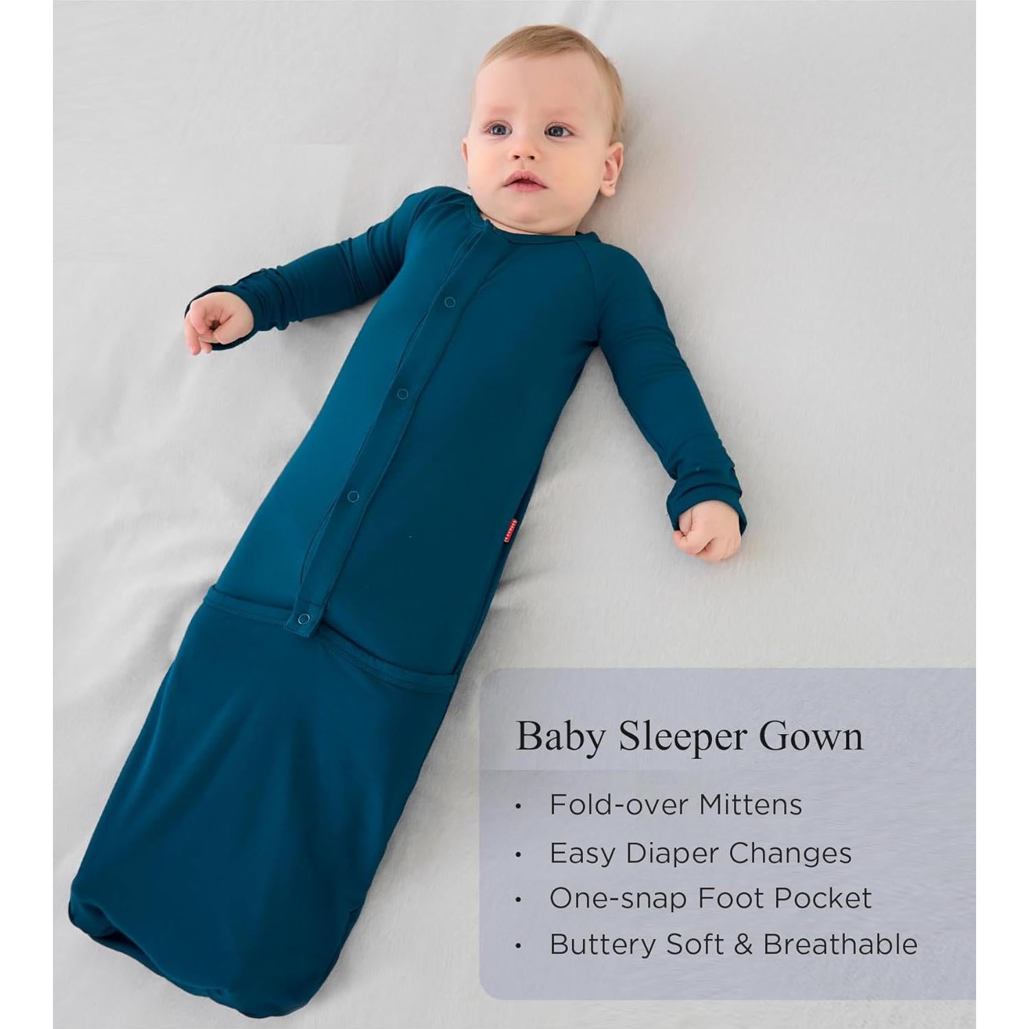 Bata de Dormir Unisex para Bebé 0-6 Meses Viscosa Bambú Azul