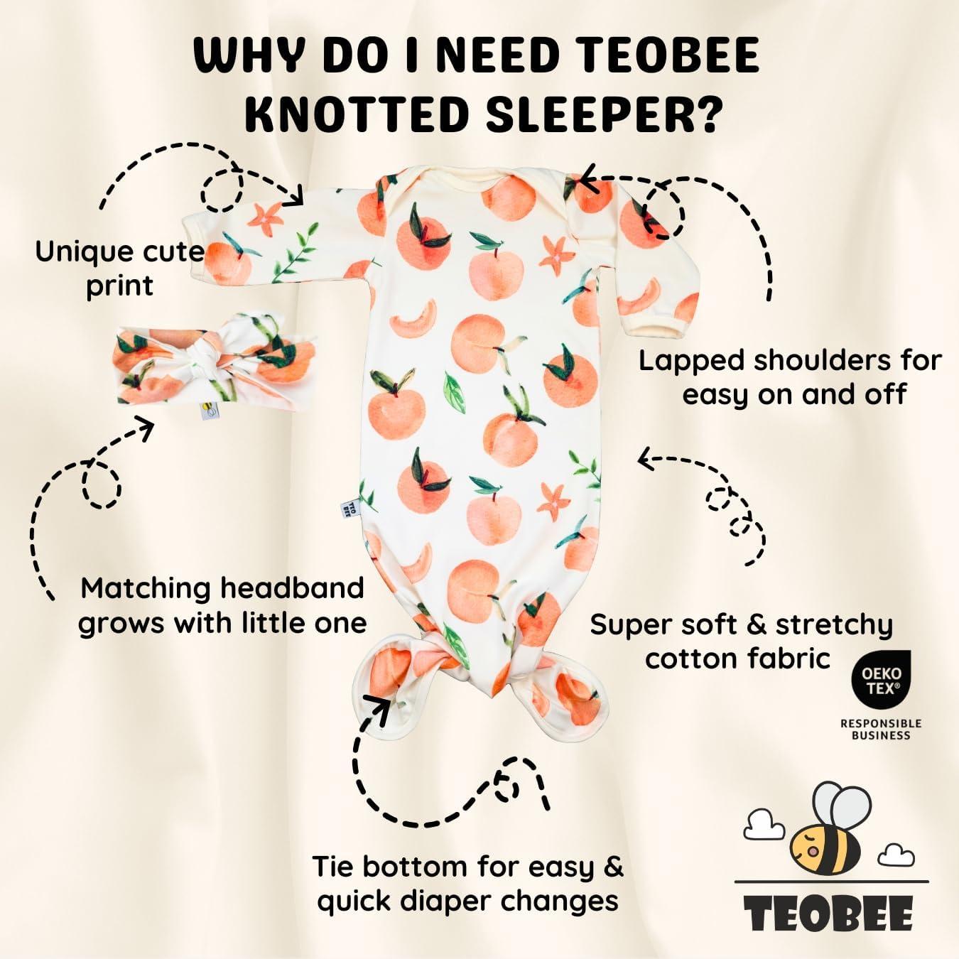 Conjunto vestido y diadema algodón suave 0-3 meses melocotón