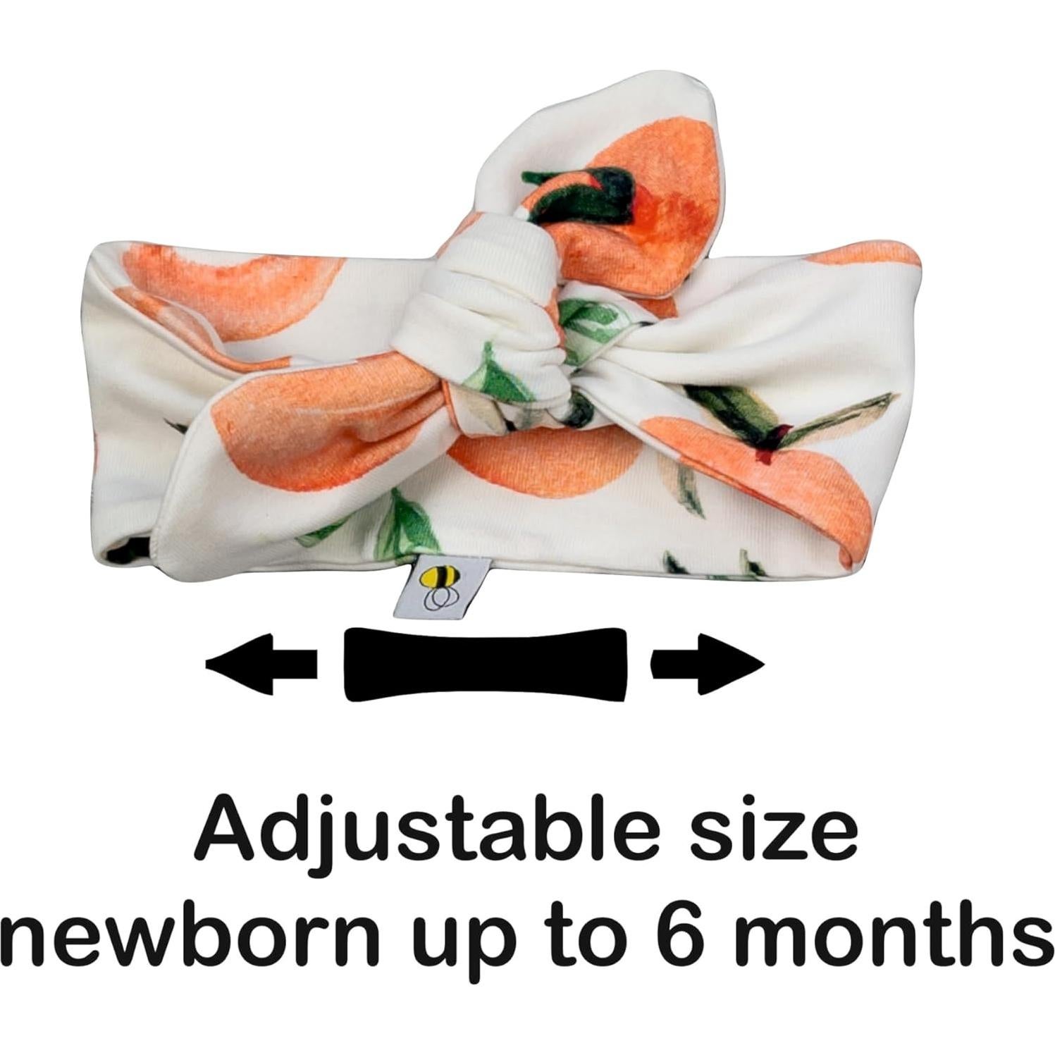 Conjunto vestido y diadema algodón suave 0-3 meses melocotón