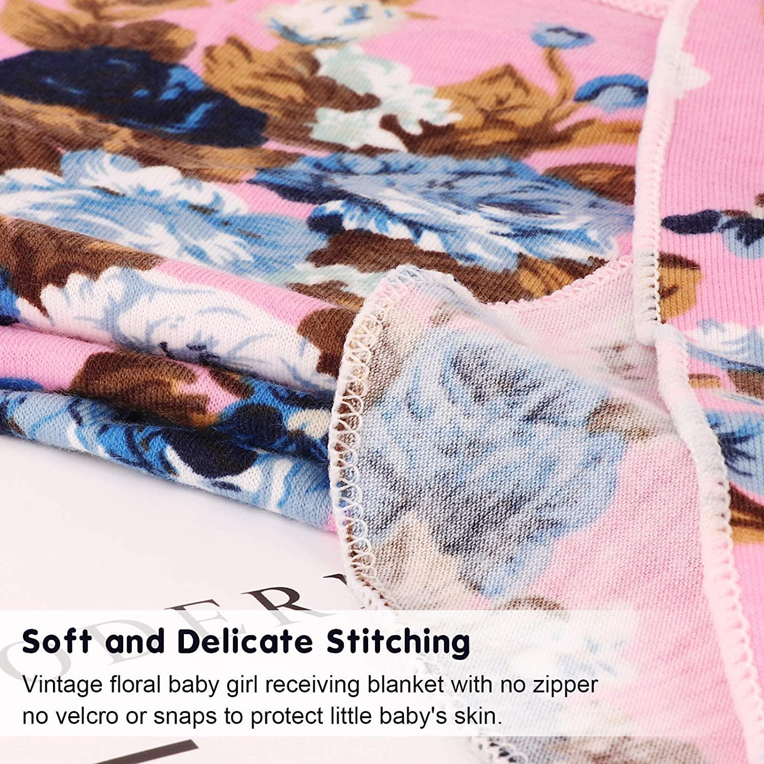 DRESHOW Manta de Recepción Floral para Bebé + 3 Sombreros