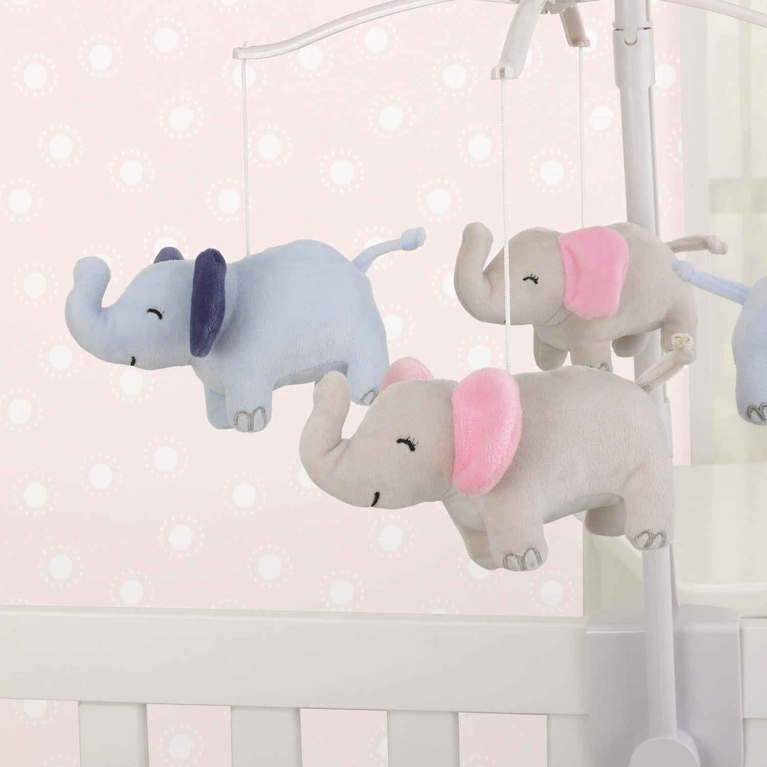 Móvil Musical Elefantes Florales Carter's Pérsico y Gris
