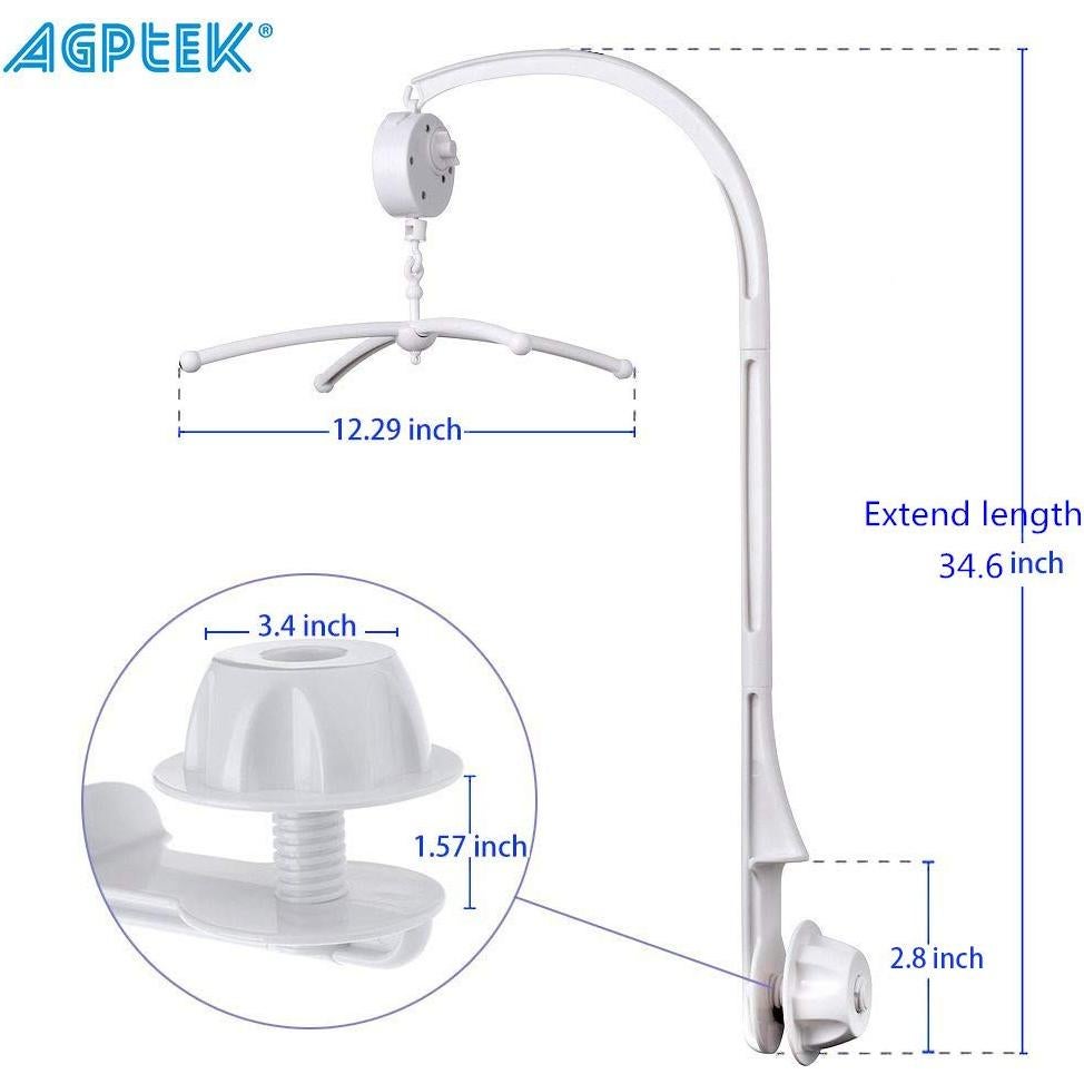 Soporte de Móvil para Cuna de Bebé AGPtek 87.9 cm Blanco