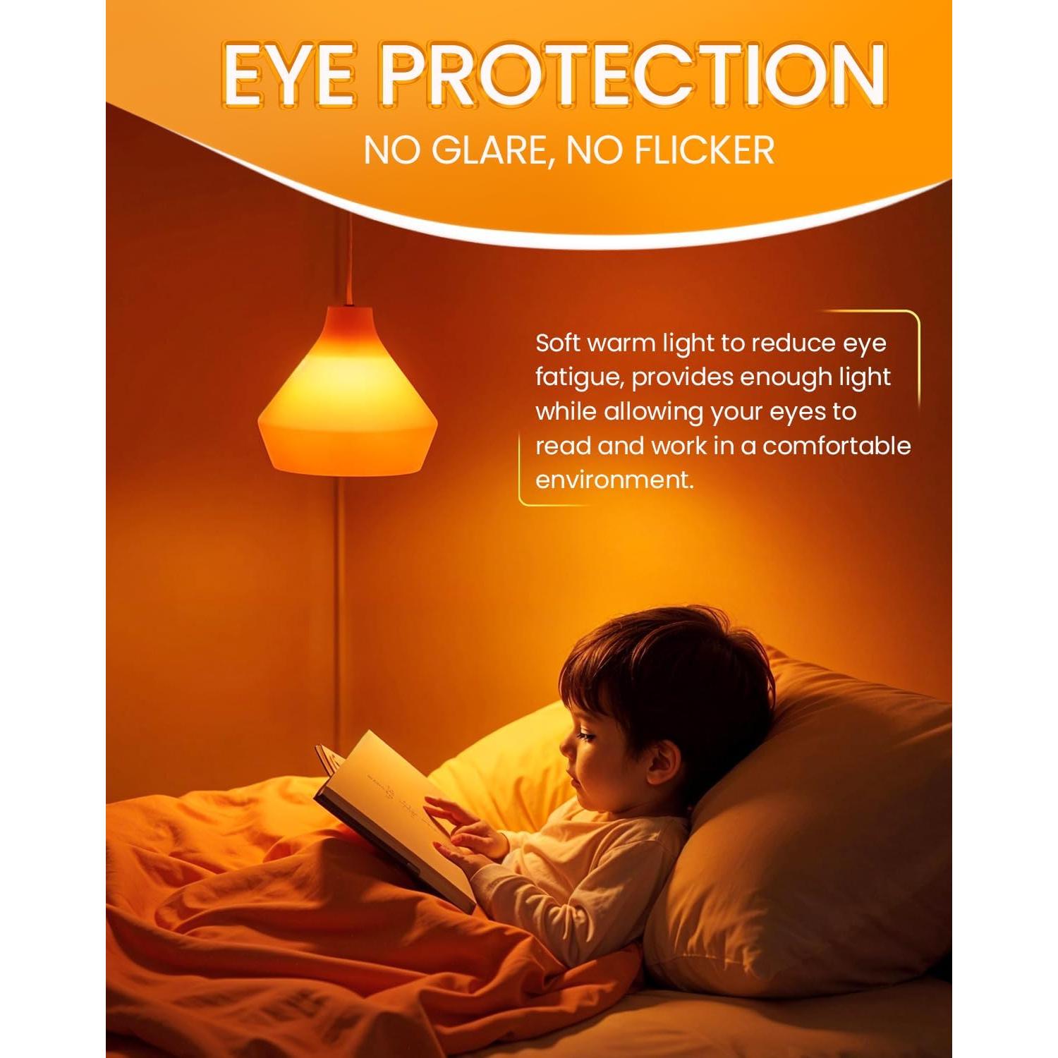 Bombillas LED Ámbar Bonlux E26 9W 2000K Paquete de 4