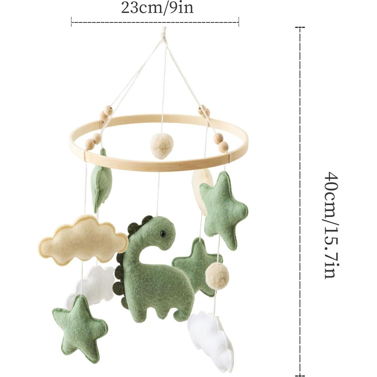 Móvil de Bebé Ceecolia Dinosaurio Verde con Nubes 24.4 cm