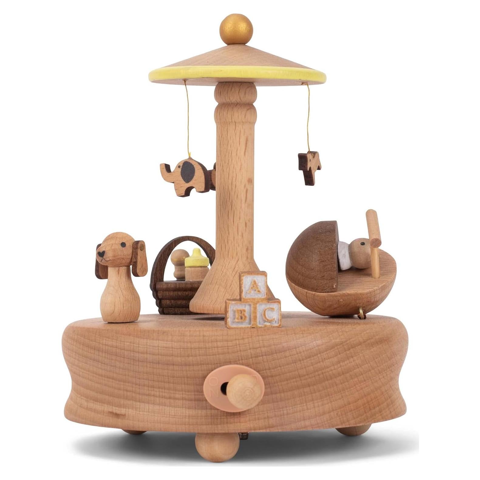 Figurita Musical de Madera Cottage Garden Bebé Durmiendo 15 cm