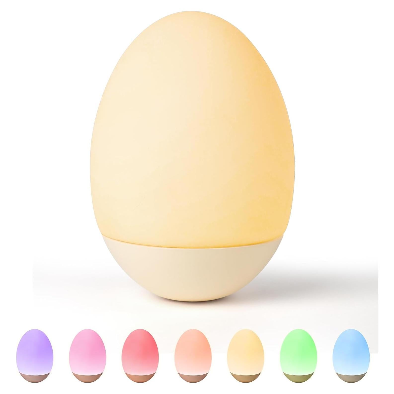 Luz Nocturna LED Táctil NICKLUC Huevo 7 Colores Recargable