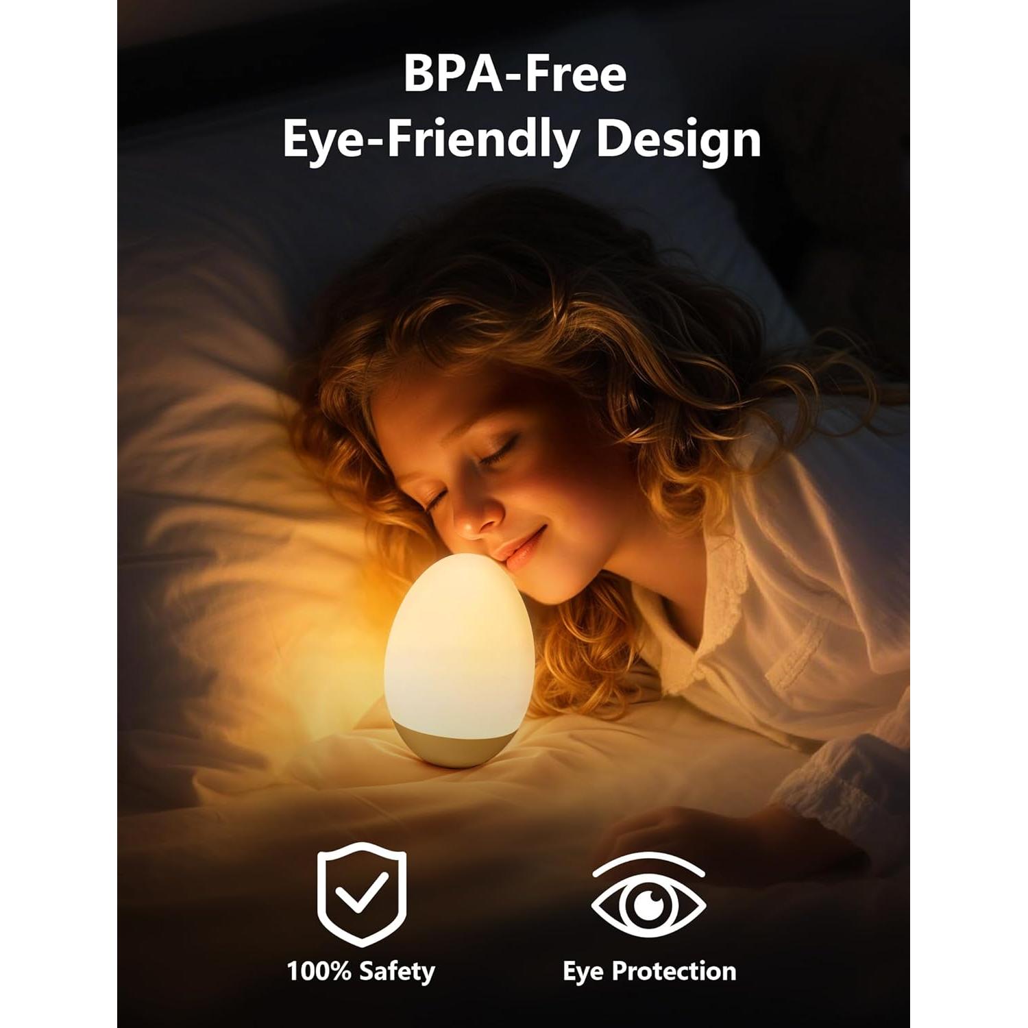 Luz Nocturna LED Táctil NICKLUC Huevo 7 Colores Recargable