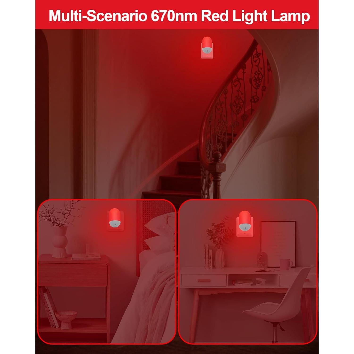 Luz Nocturna Roja LED Finezeal 670nm - Paquete de 3