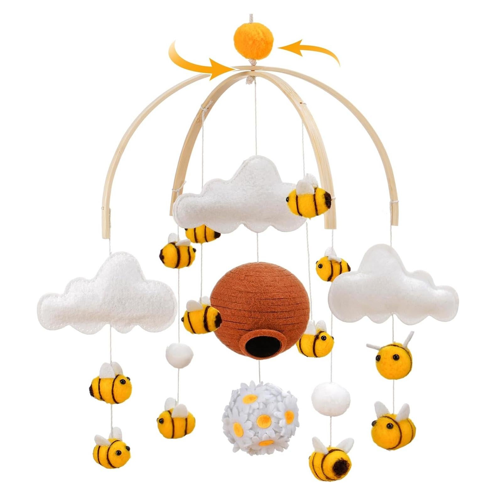 Móvil de Bebé Abeja CPEGHDVM 26 cm Fieltro y Algodón
