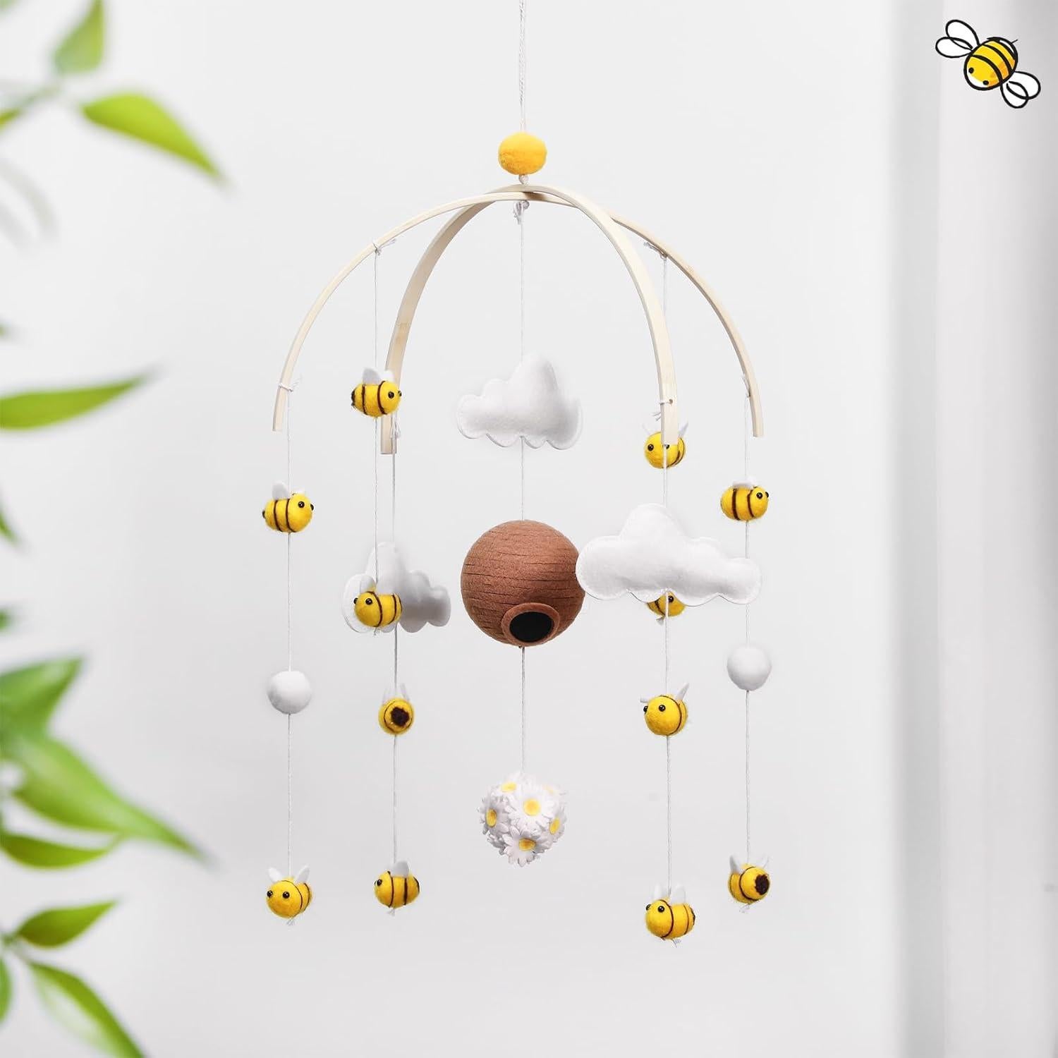 Móvil de Bebé Abeja CPEGHDVM 26 cm Fieltro y Algodón