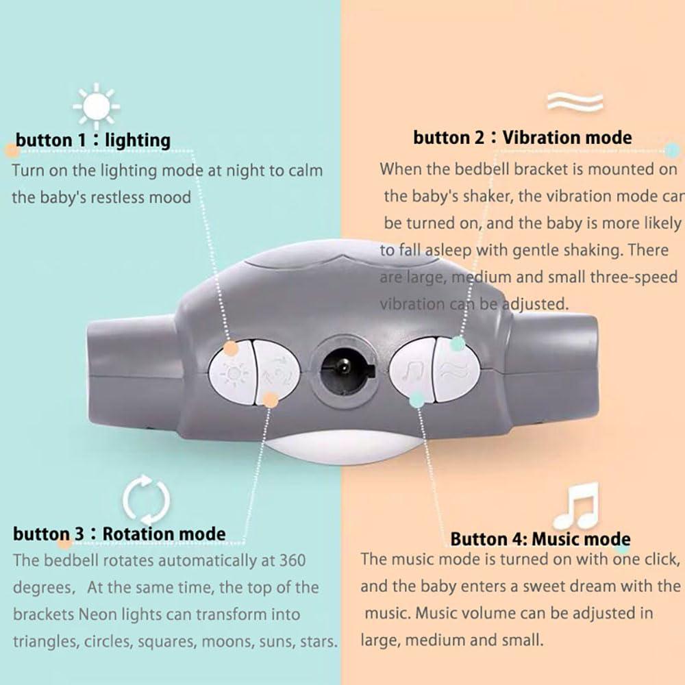 Móvil para Cuna Rosa Hougyi con Música y Proyector de Estrellas