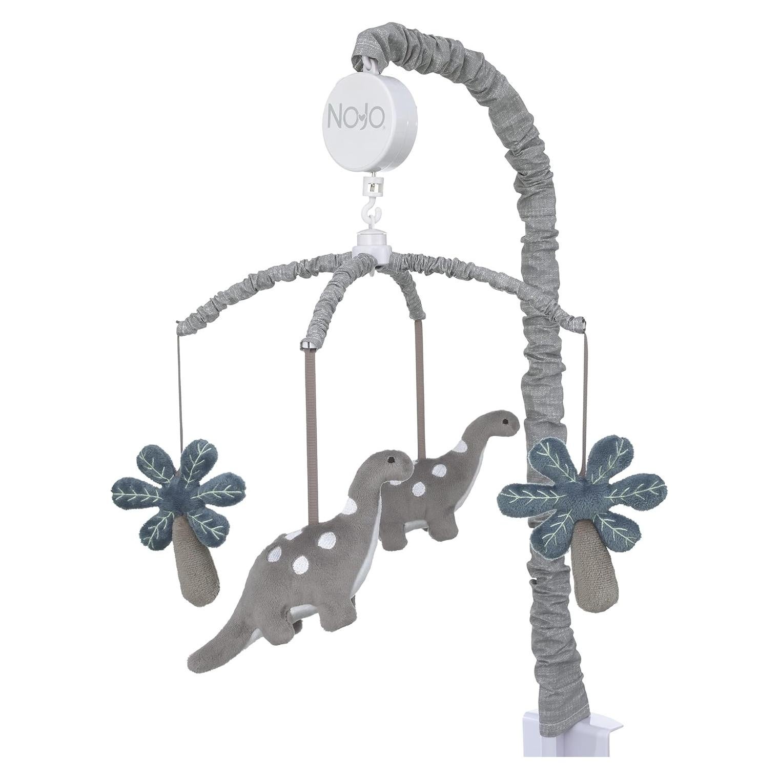 Móvil Musical NoJo Bebé-Saurio Gris con Dinosaurios y Palmeras