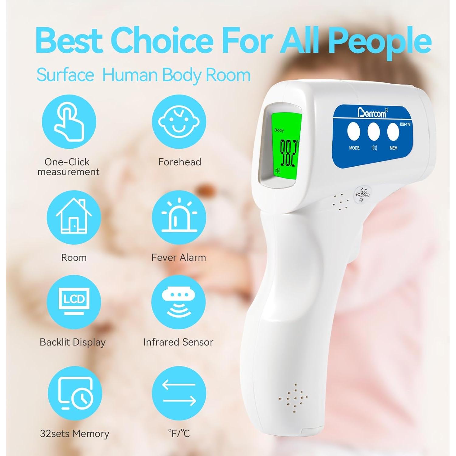 Termómetro Infrarrojo Sin Contacto Berrcom JXB-178 3 en 1